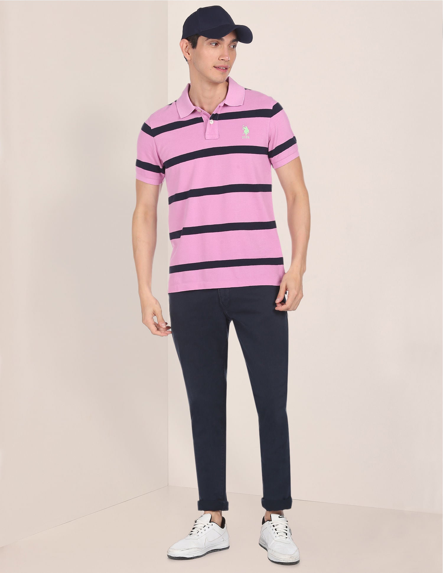 Striped Pique Polo Shirt Lilac - U.S. Polo Assn. India | Large
