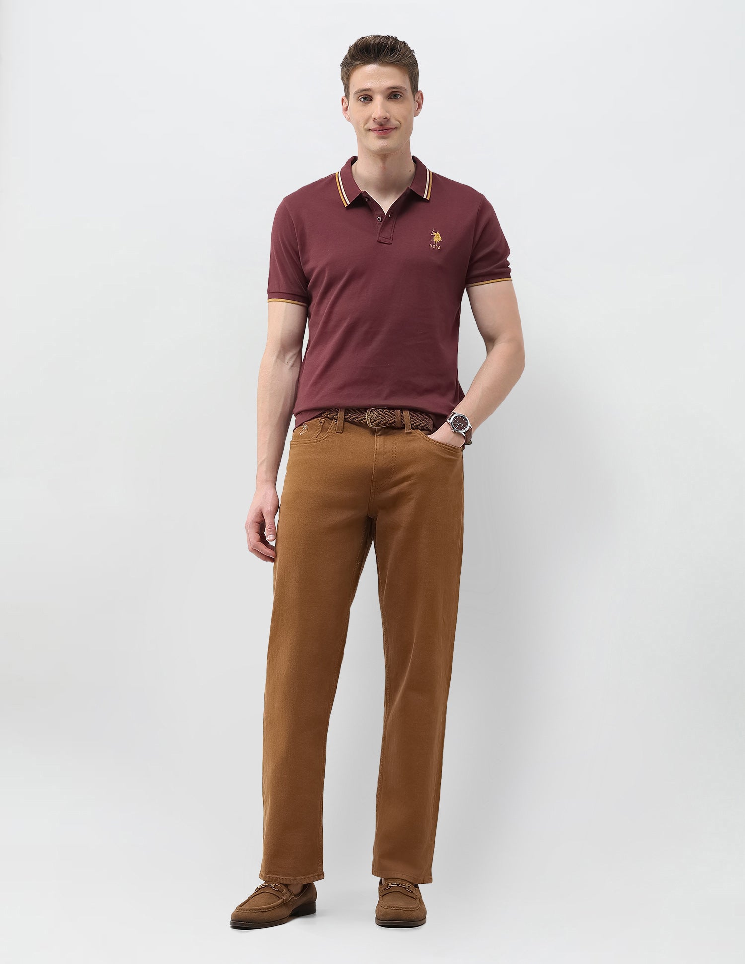 Solid Slim Fit Polo Shirt Violet - U.S. Polo Assn. India | Large