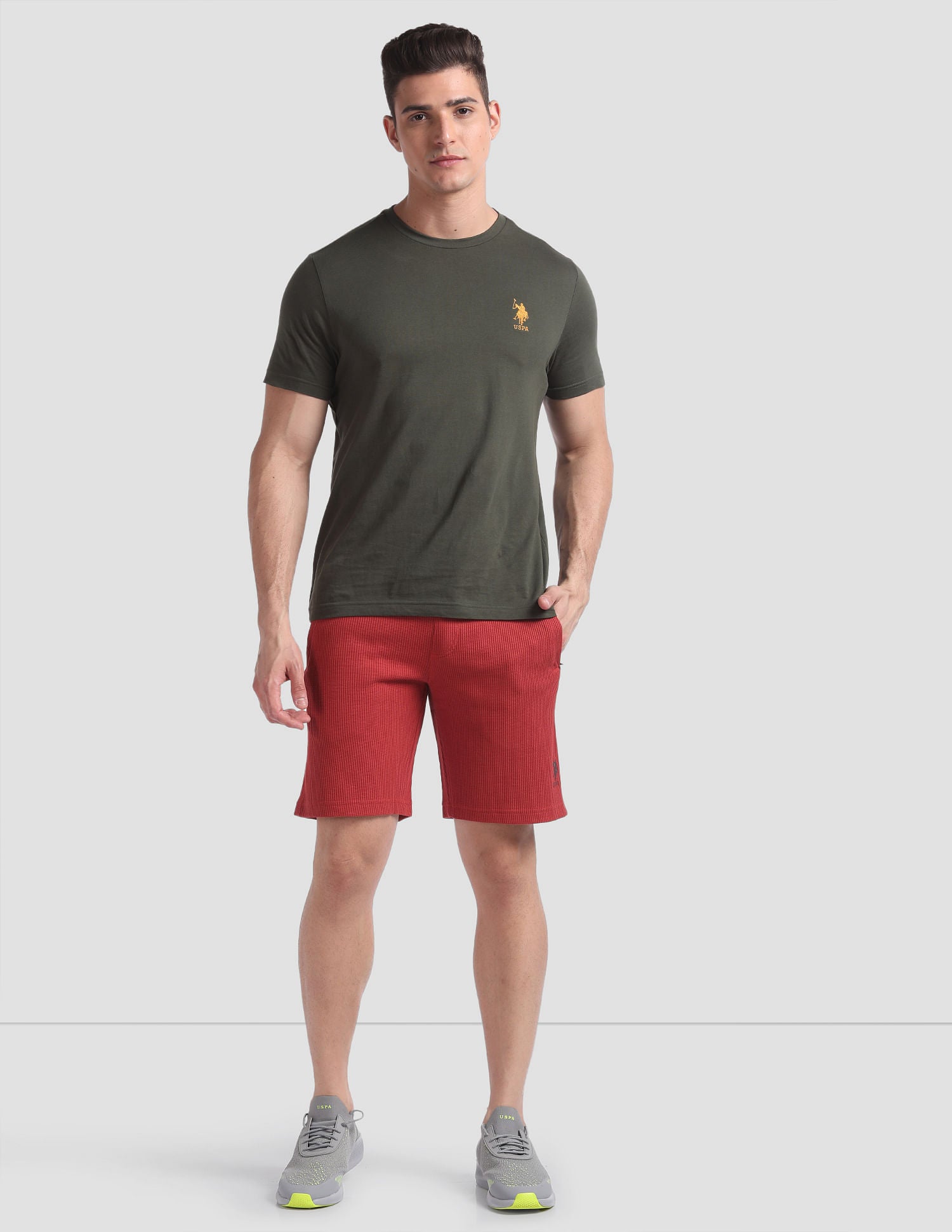 Waffle Knit Textured LS005 Lounge Shorts - Pack Of 1 Rust - U.S. POLO ASSN. | Large