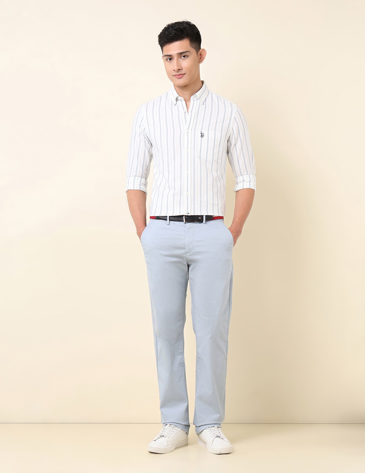 Vertical Striped Oxford Button-Down Shirt White - U.S. Polo Assn. India | Large