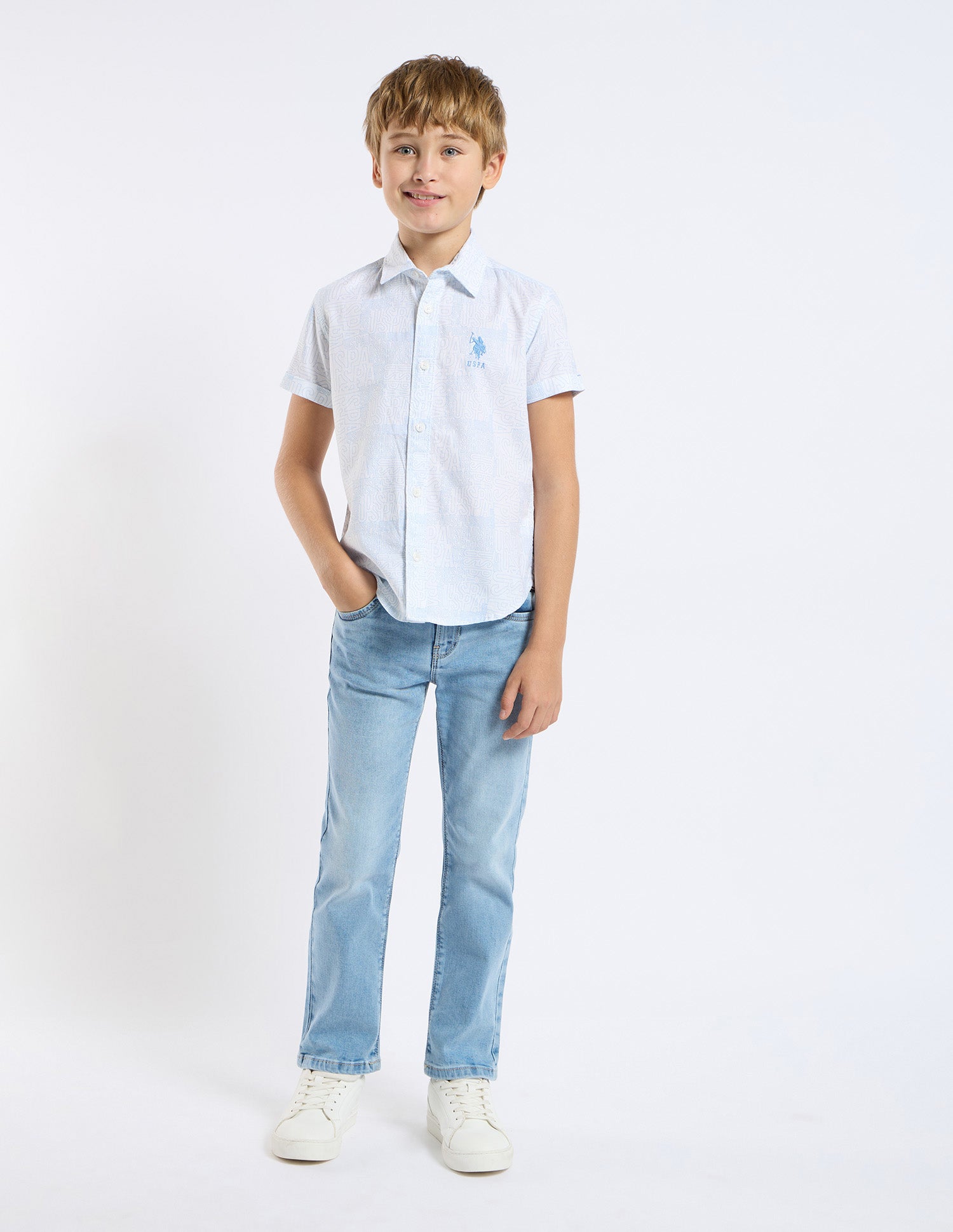 Boys Twill Regular Fit Shirt White - U.S. POLO ASSN. | Large
