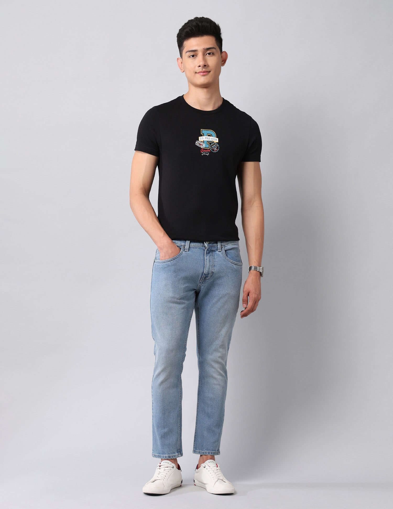 Henry Tapered Fit Blue Jeans Light Wash - U.S. Polo Assn. India | Large