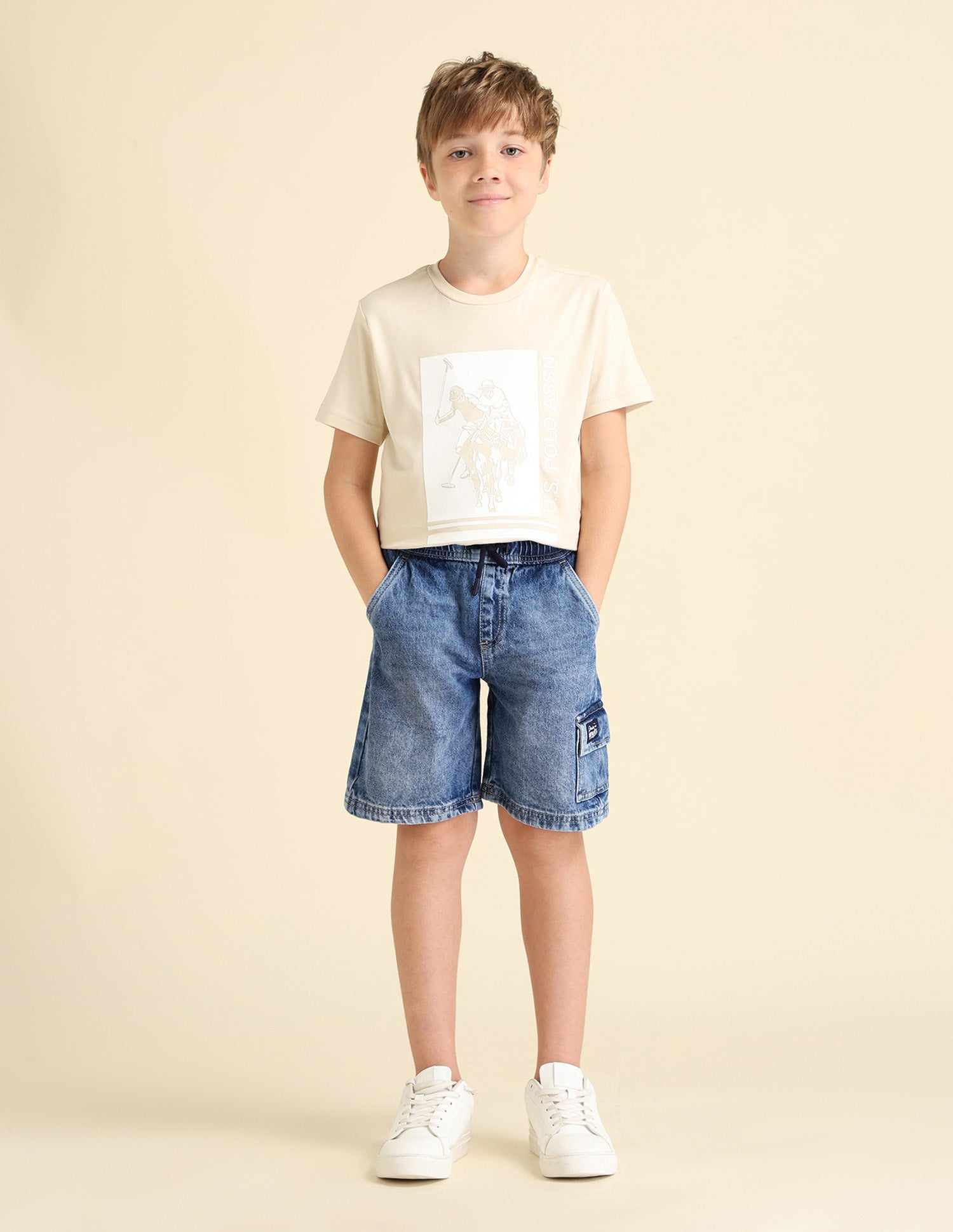 Boys Regular Fit Denim Shorts Medium Wash - U.S. POLO ASSN. | Large