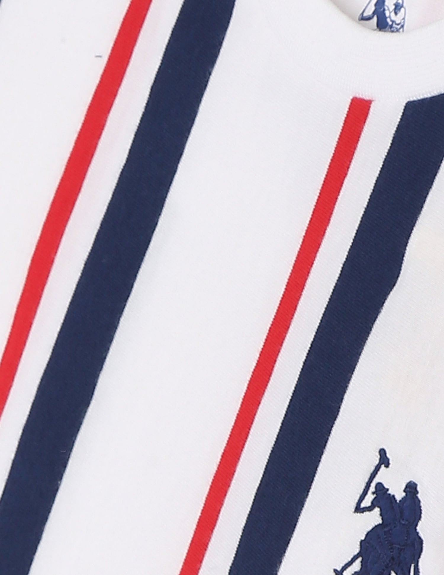 Boys White Crew Neck Stripe T-Shirt White - U.S. POLO ASSN. | Large