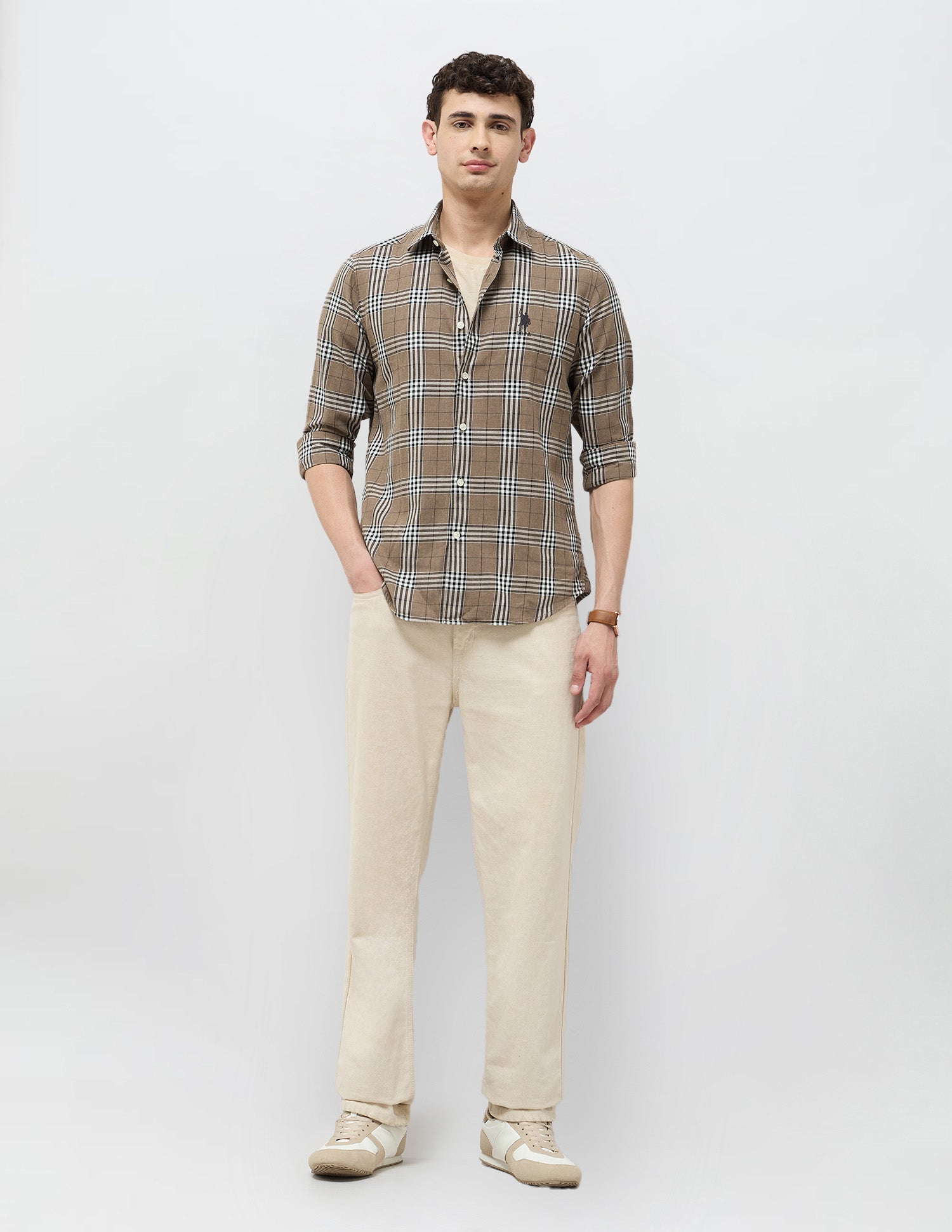 Regular Fit Tartan Checked Shirt Brown - U.S. POLO ASSN. | Large
