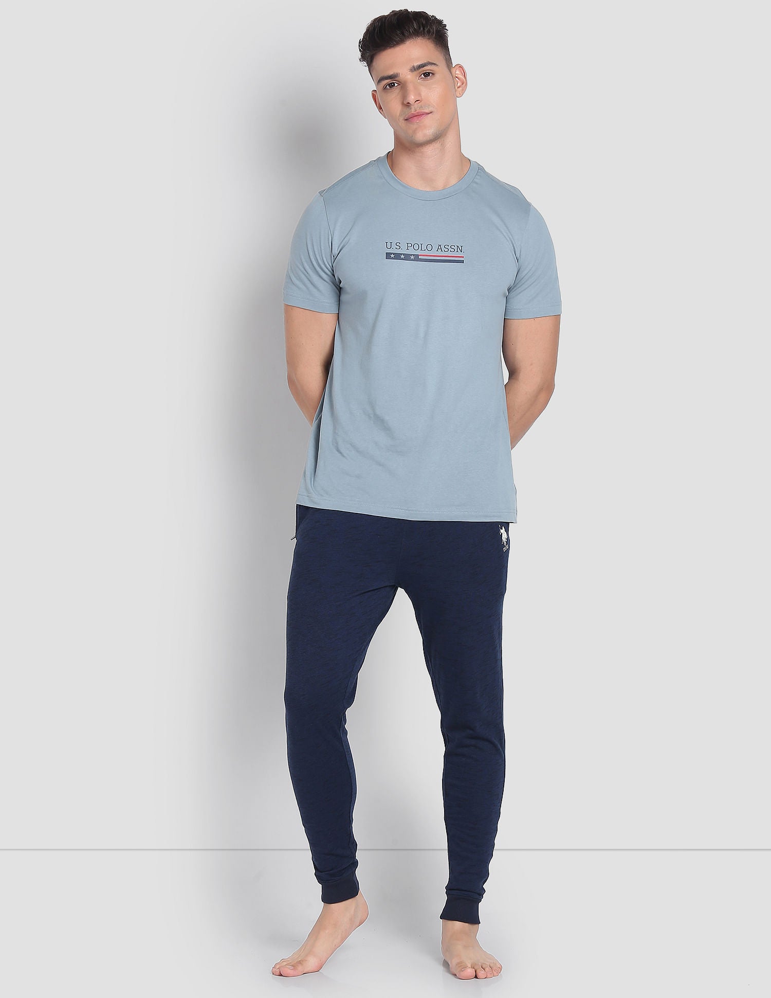 Heathered Drawstring Waist LJ004 Joggers - Pack Of 1 Blue - U.S. POLO ASSN. | Large