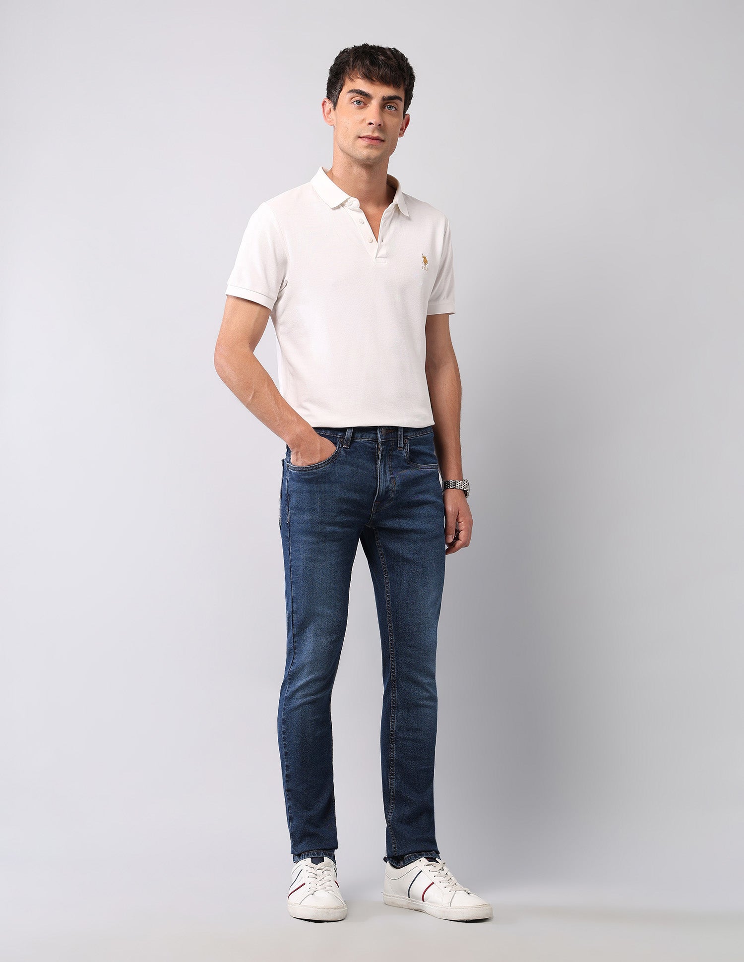 Regallo Skinny Fit Blue Jeans Dark Wash - U.S. Polo Assn. India | Large