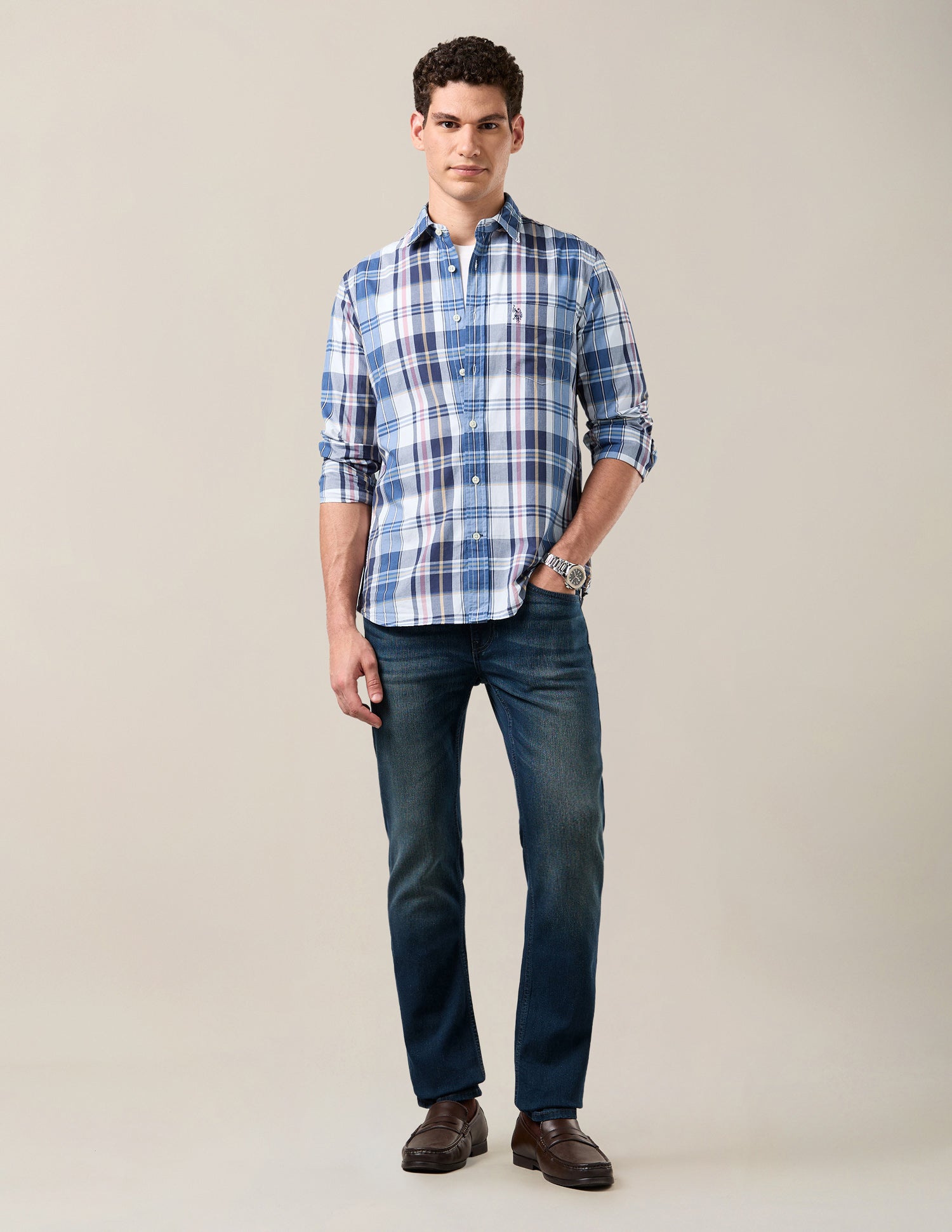 Plaid Checked Tailored Fit Shirt navy - U.S. Polo Assn. India | Large