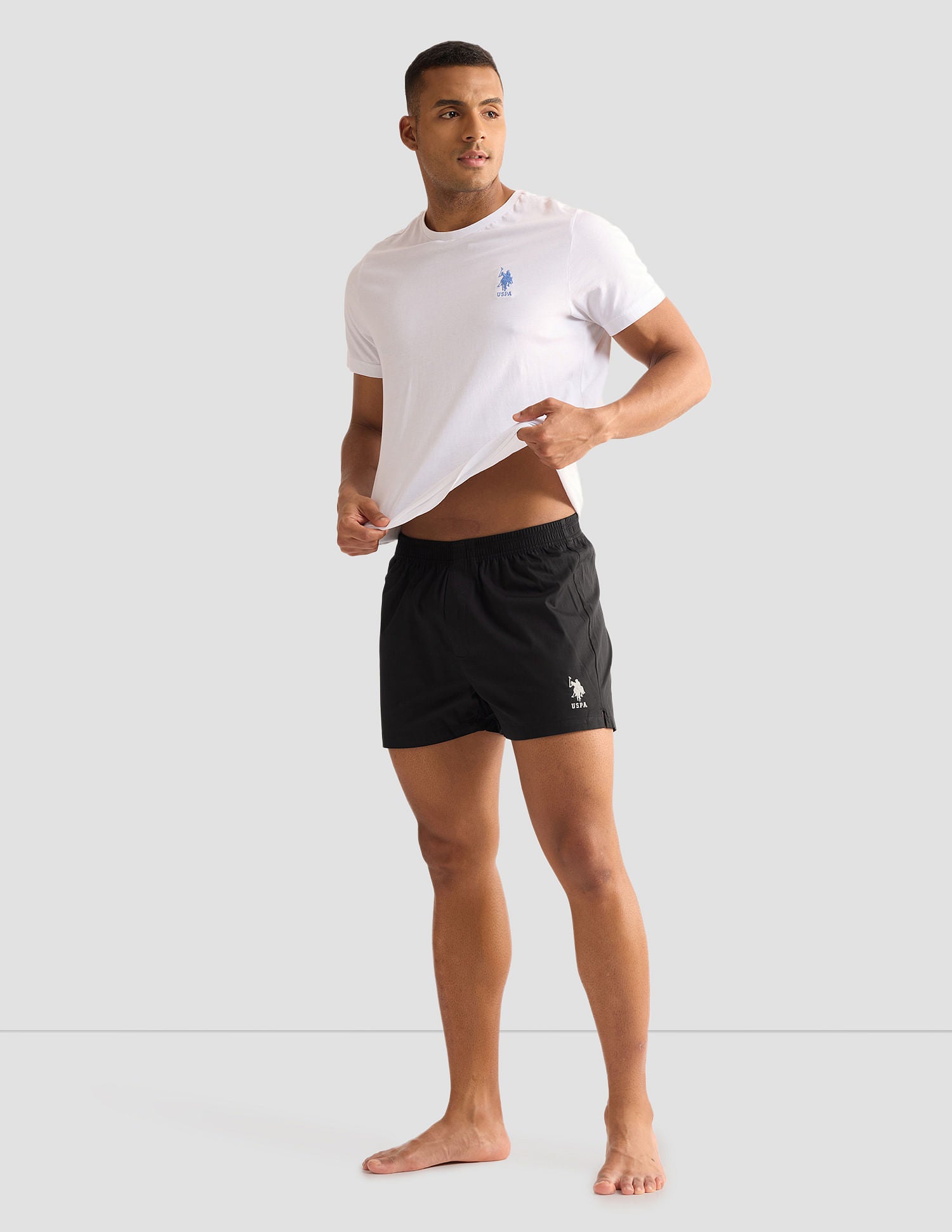 Pure Cotton OEX04 Boxer Shorts - Pack Of 1 Black - U.S. POLO ASSN. | Large