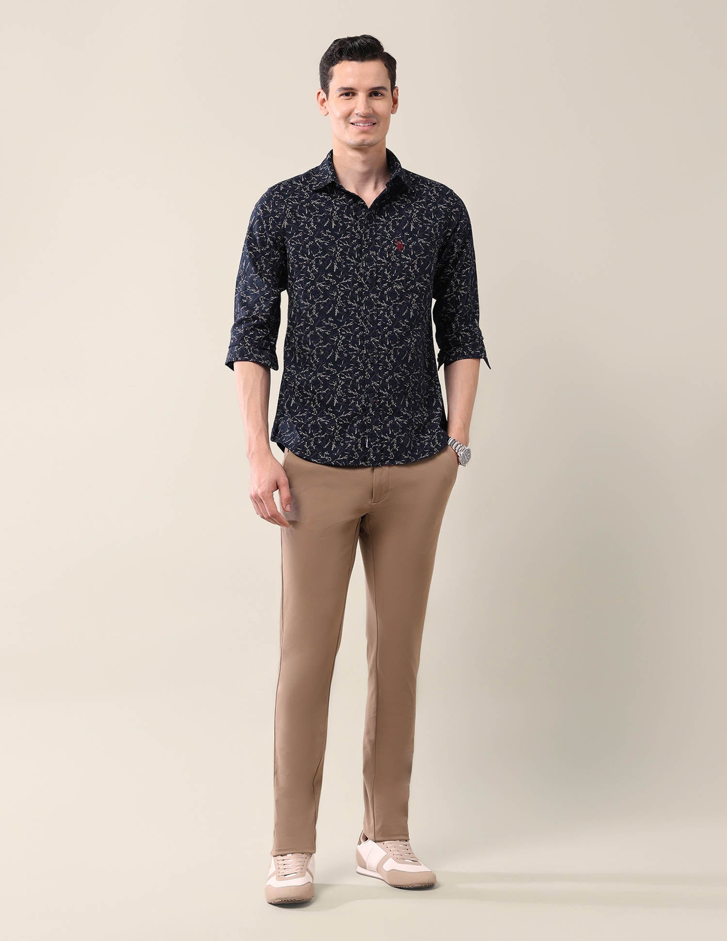 All-Over Tailored Fit Shirt Navy - U.S. POLO ASSN. | Large