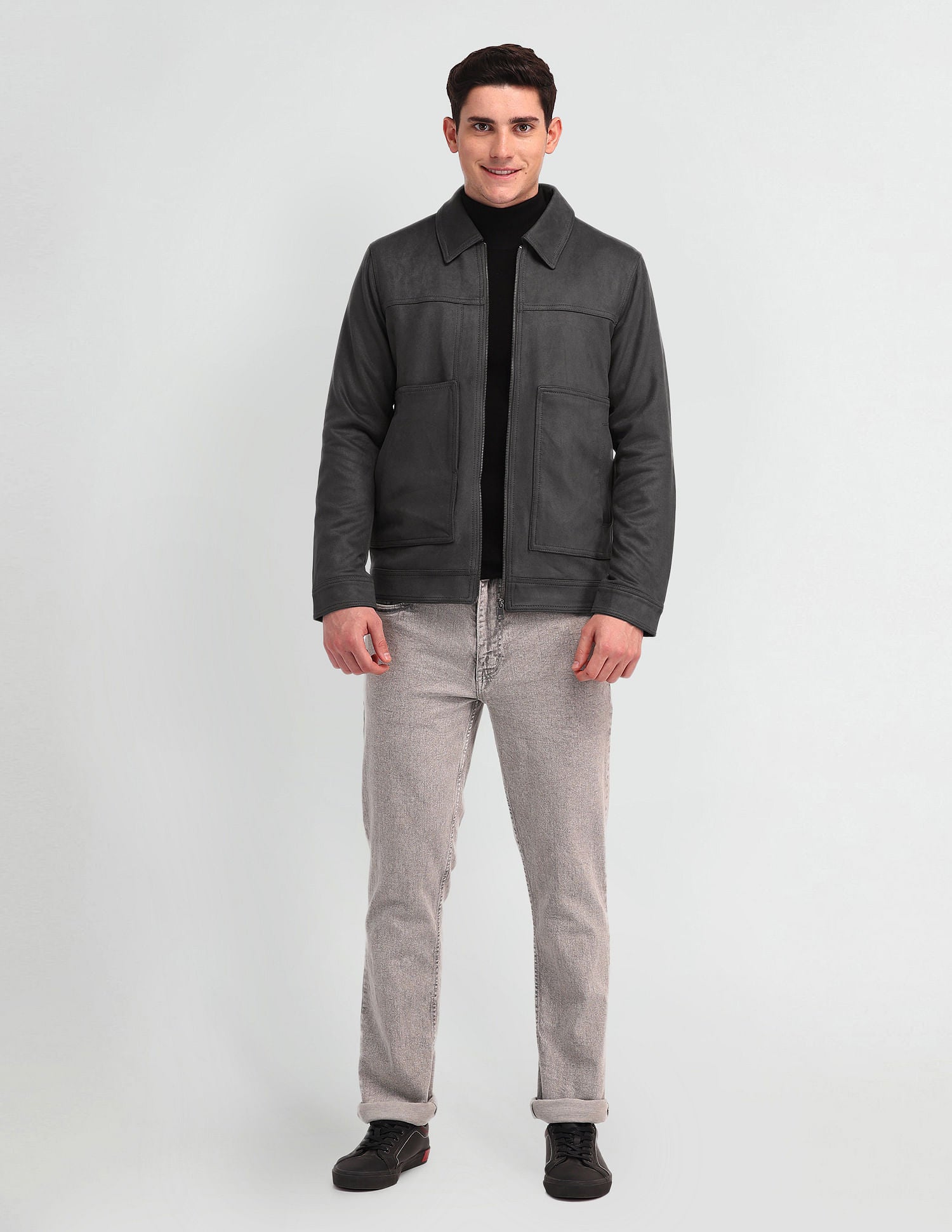 Solid Smooth Fabric Jacket Grey - U.S. Polo Assn. India | Large