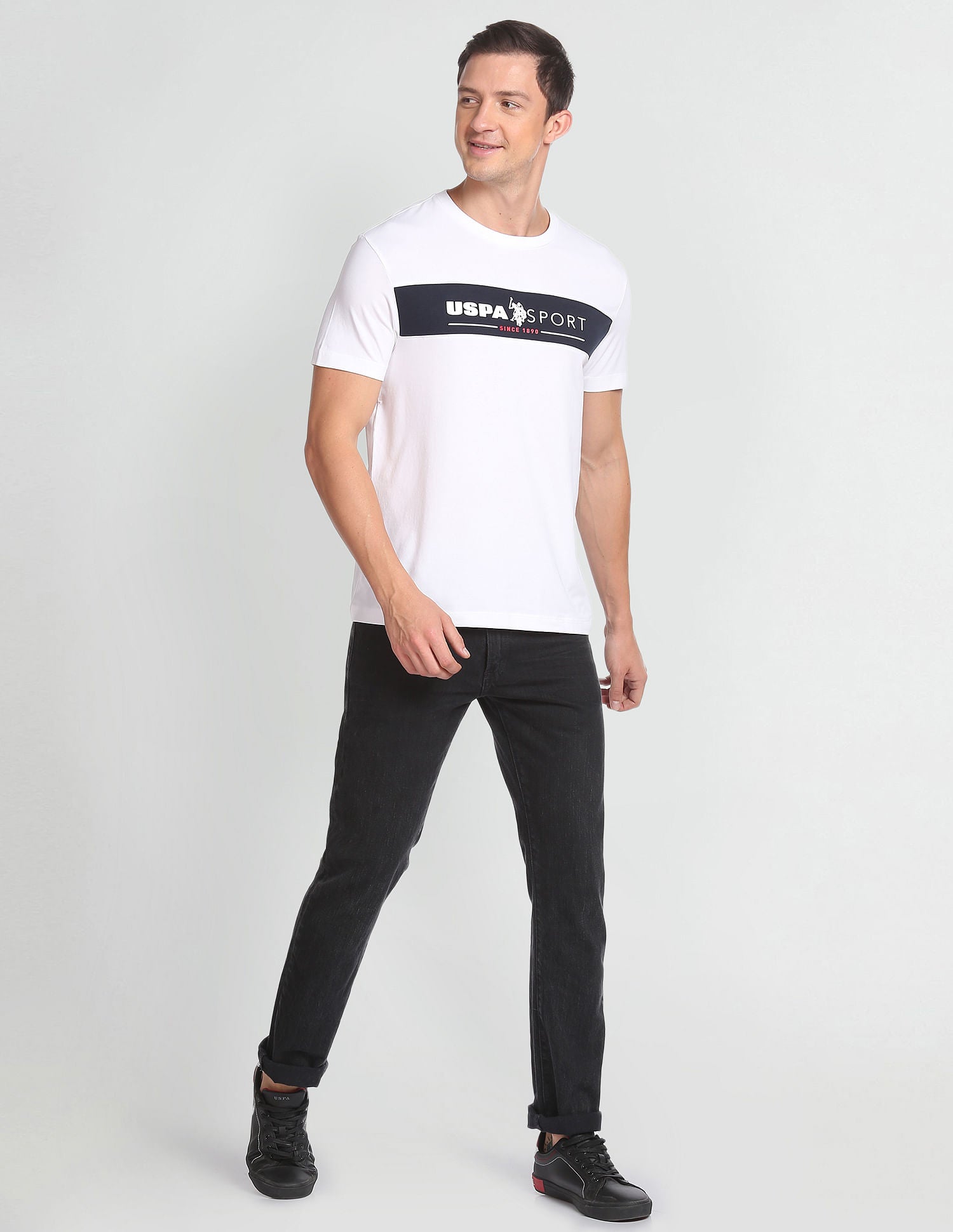 Crew Neck Brand Print T-Shirt White - U.S. POLO ASSN. | Large