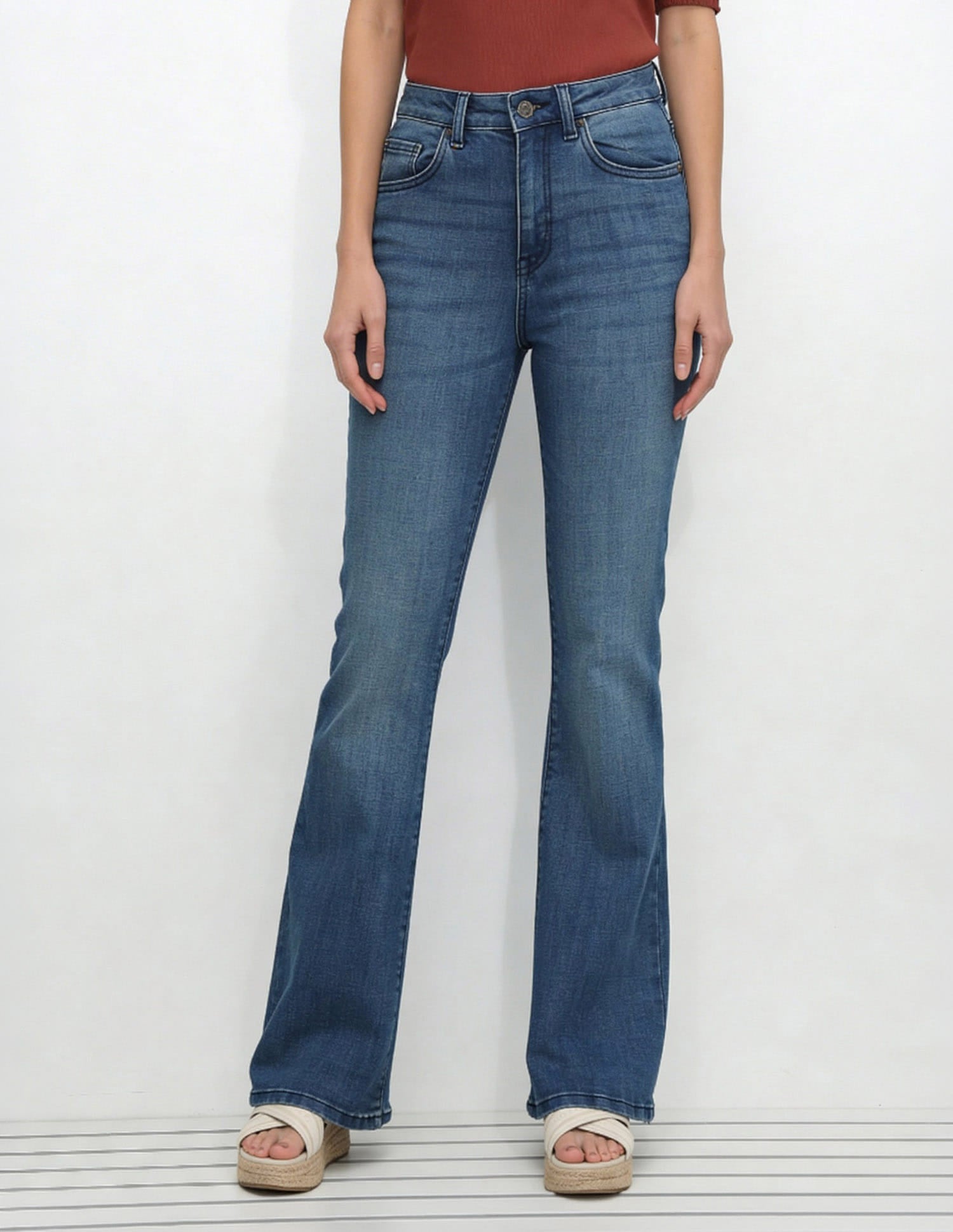 High Rise Flared Fit Jeans Blue - U.S. Polo Assn. India | Large
