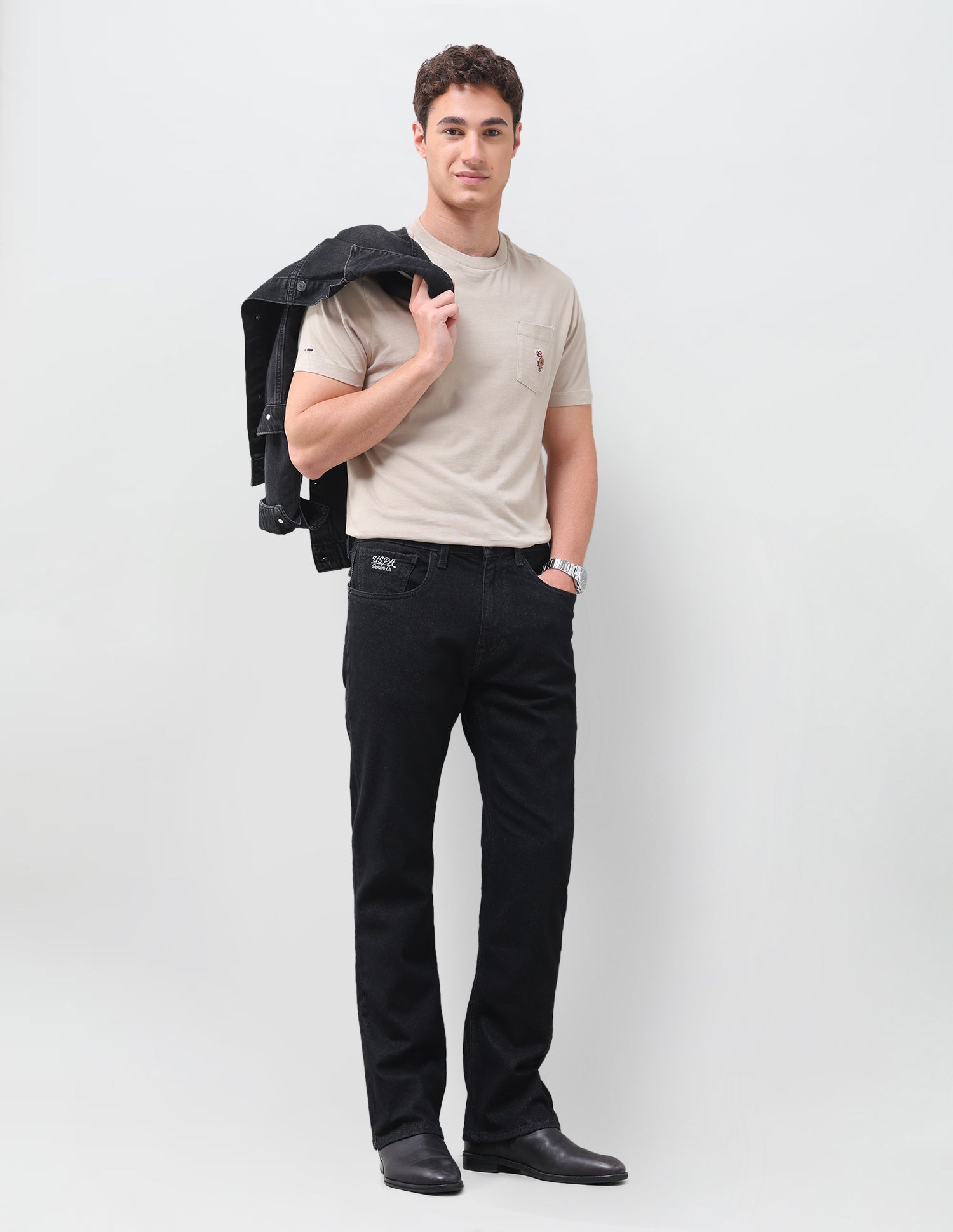 Connor Bootcut Fit Black Jeans Black - U.S. Polo Assn. India | Large