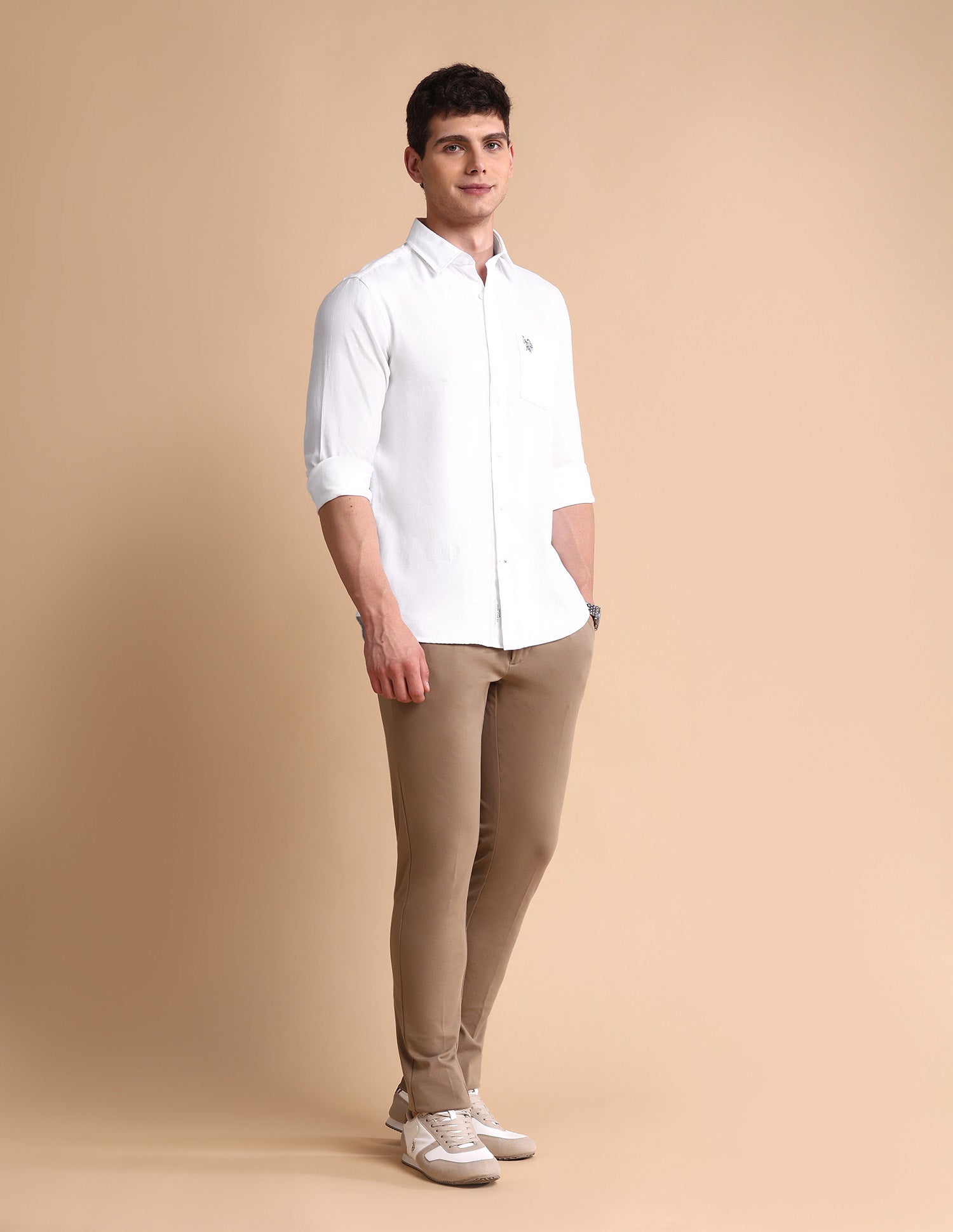 Pure Cotton Tailored Fit Shirt White - U.S. Polo Assn. India | Large