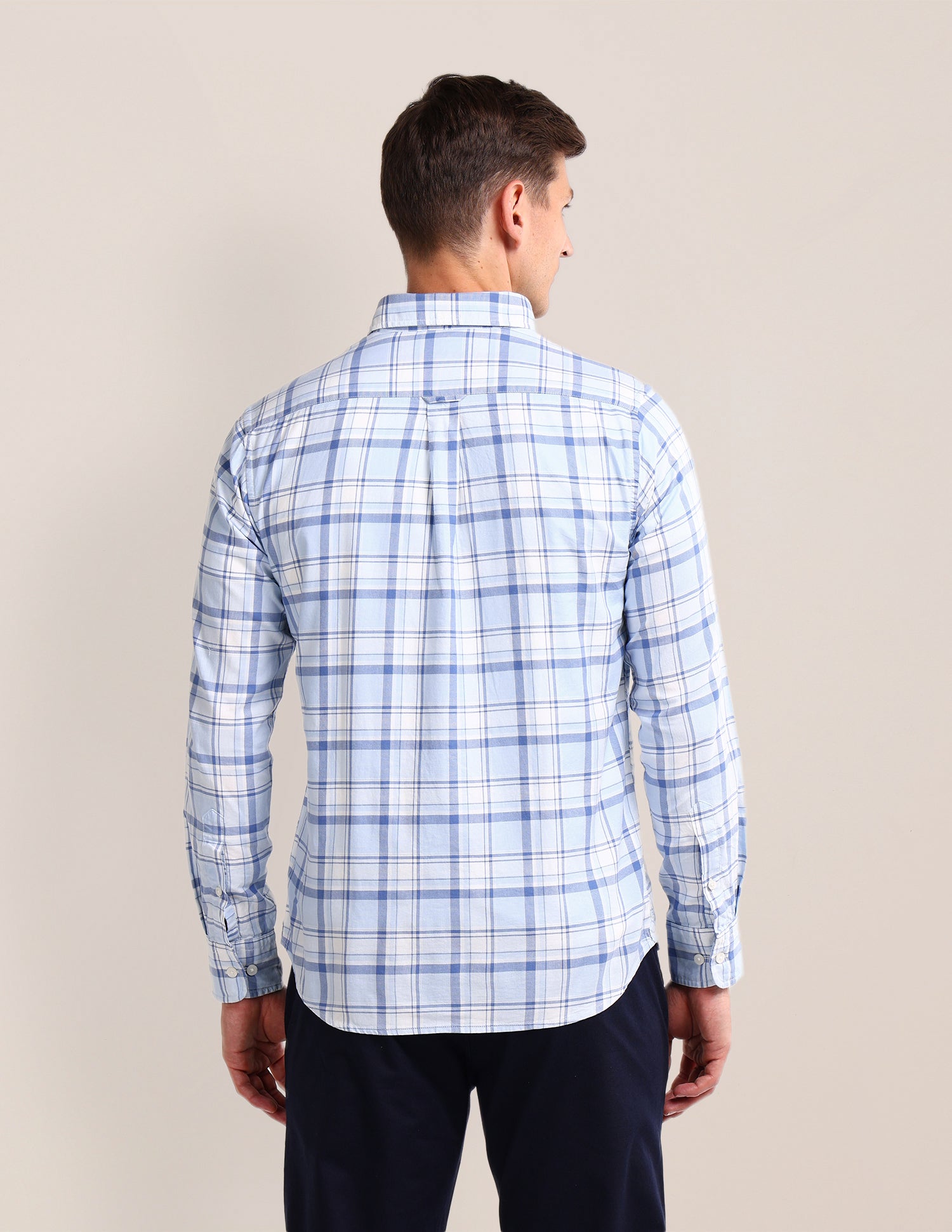 Plaid Checked Regular Fit Shirt Light-Blue - U.S. Polo Assn. India | Large