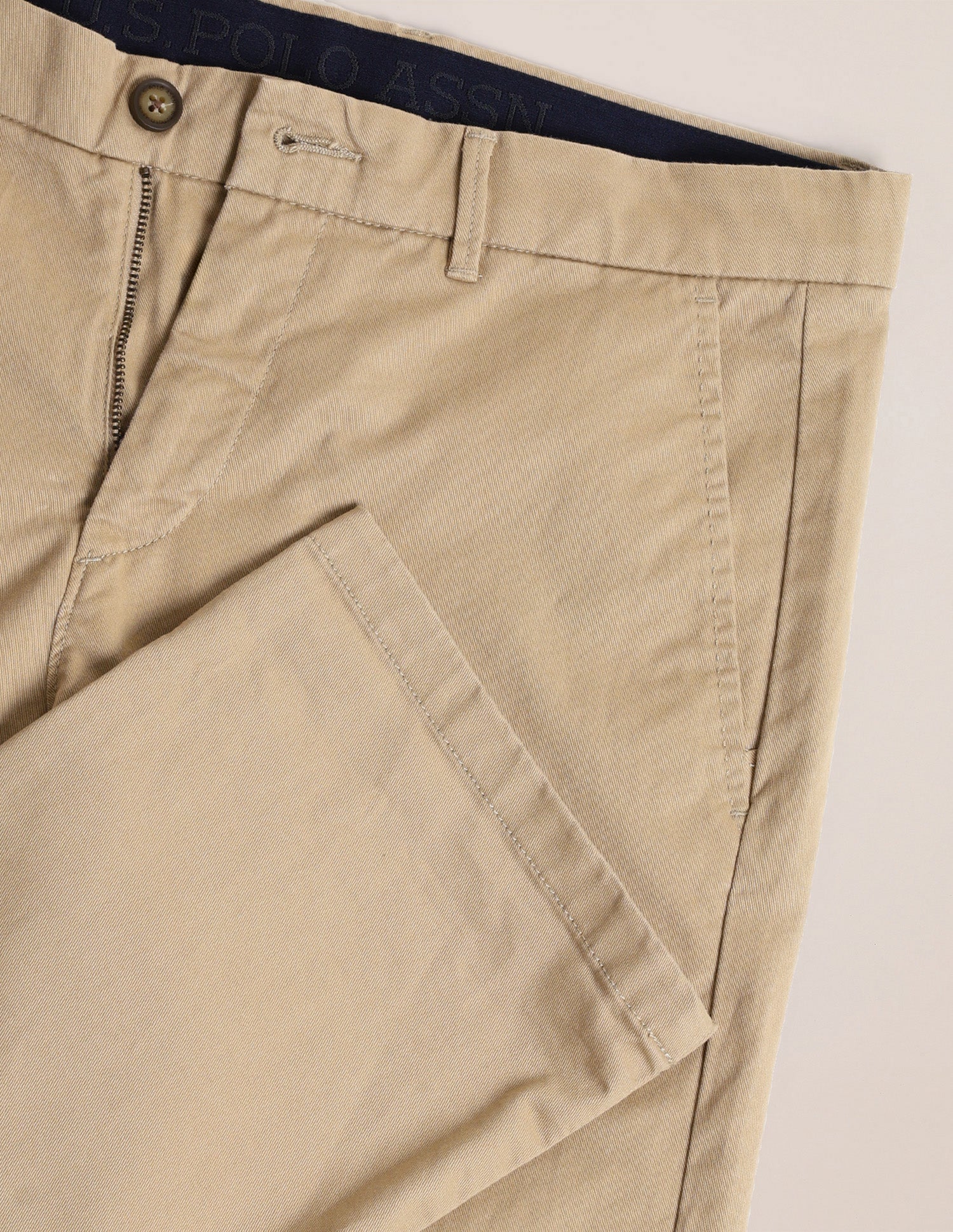 Riley Straight Fit Twill Trousers Khaki - U.S. POLO ASSN. | Large