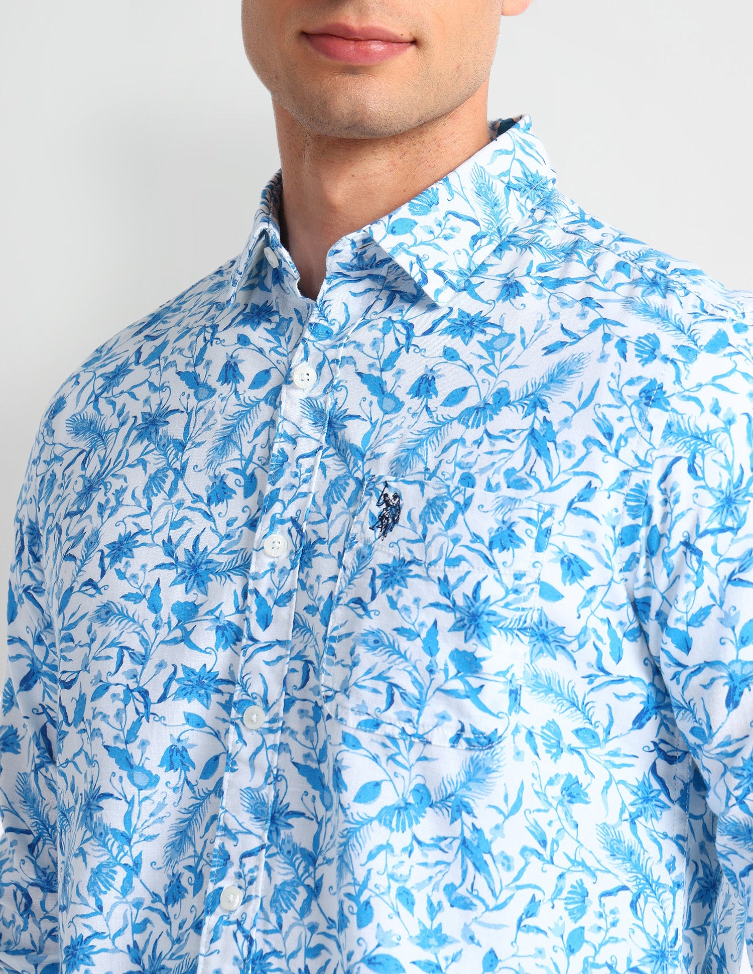 Floral Slim Fit Shirt Blue - U.S. Polo Assn. India | Large