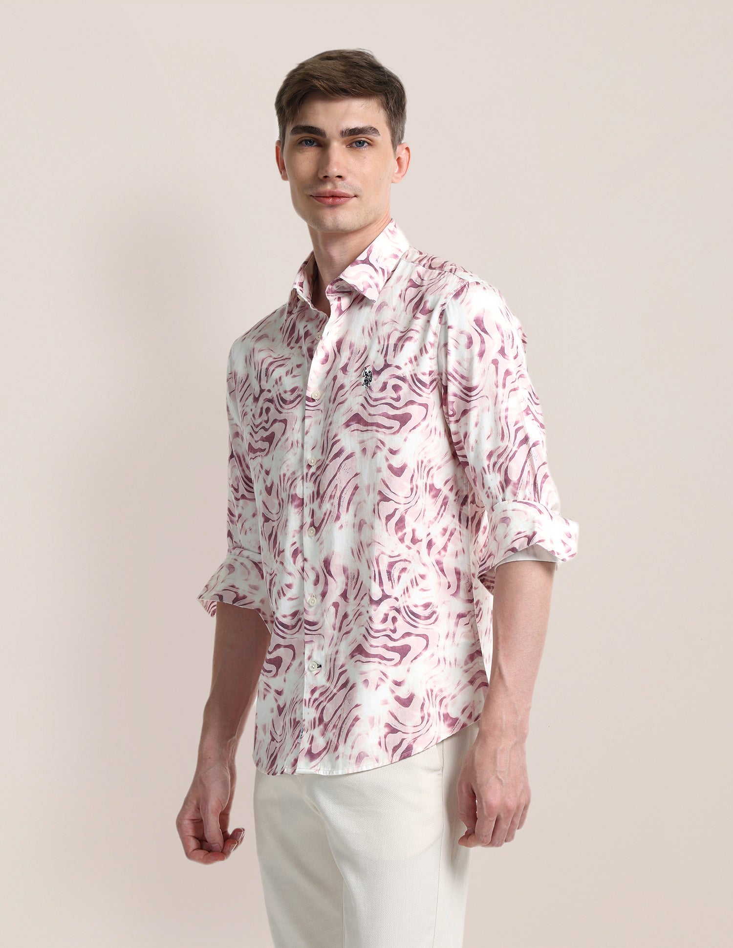 Abstract Regular Fit Shirt Light Pink - U.S. POLO ASSN. | Large