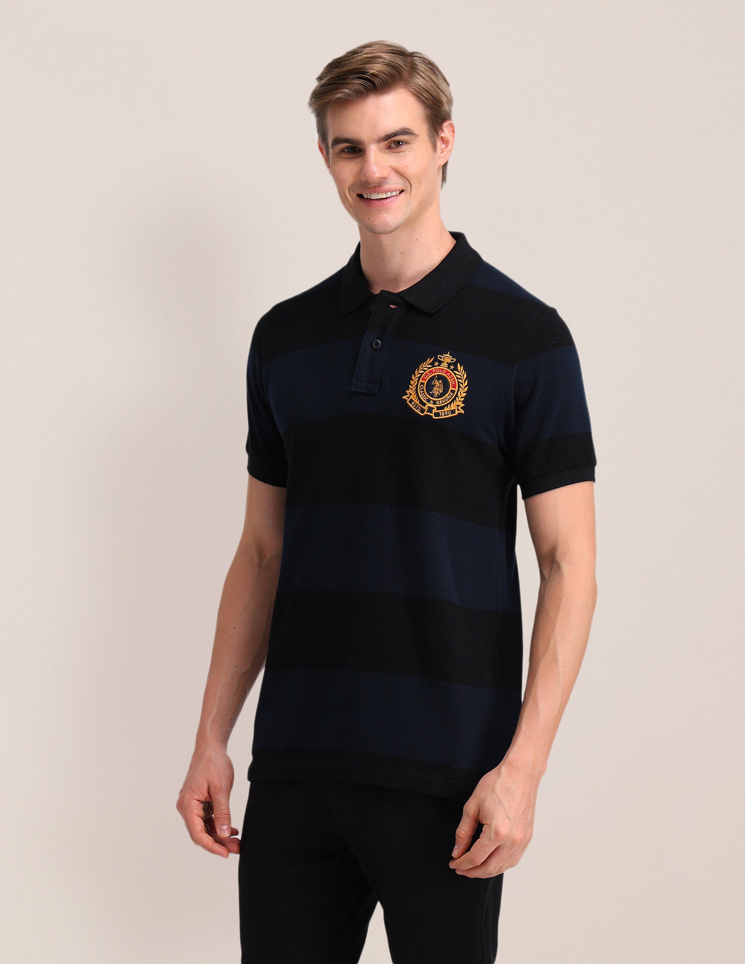 Solid Slim Fit Polo Shirt Me. Blue - U.S. POLO ASSN. | Large