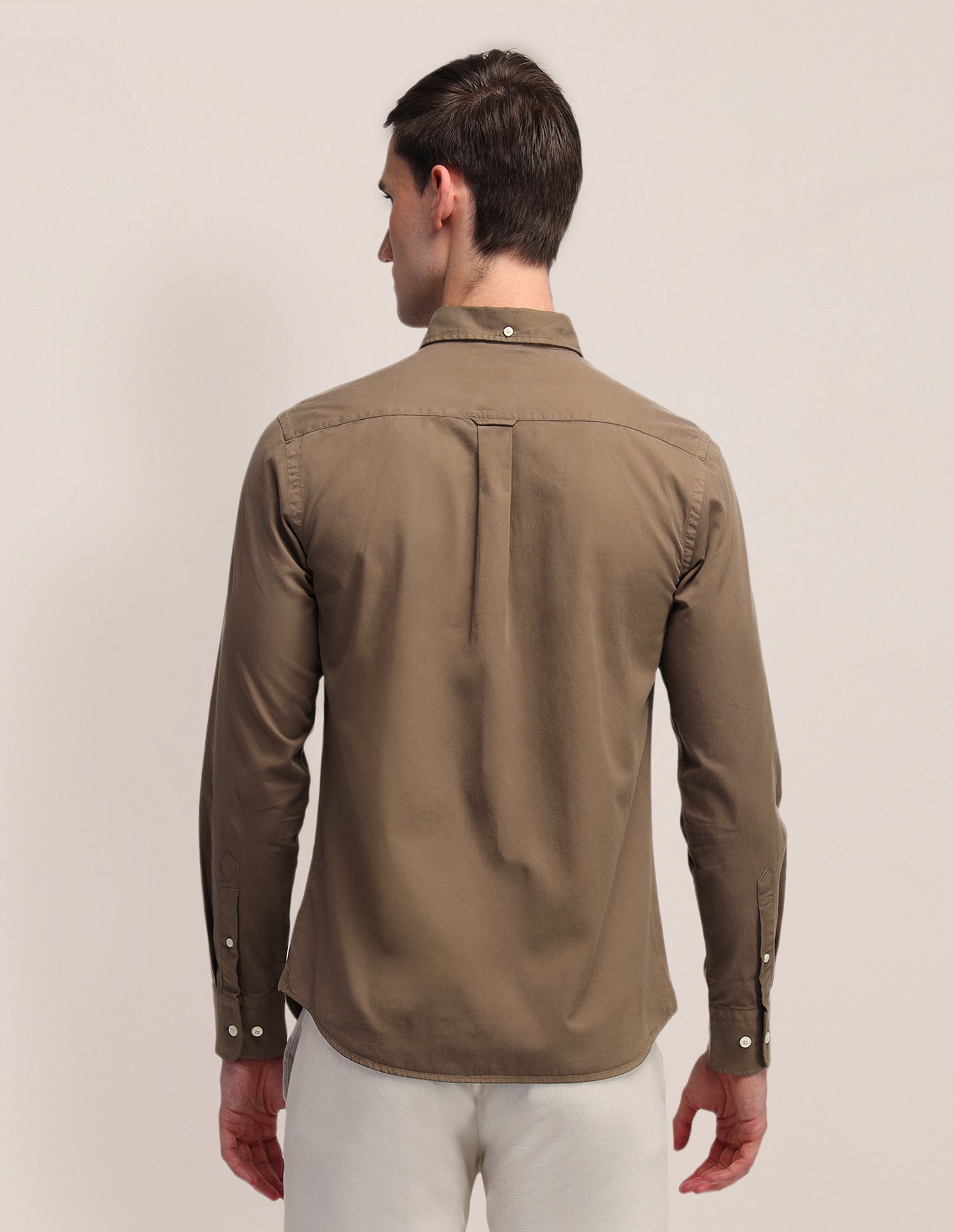 Solid Tailored Fit Shirt Brown - U.S. POLO ASSN. | Large