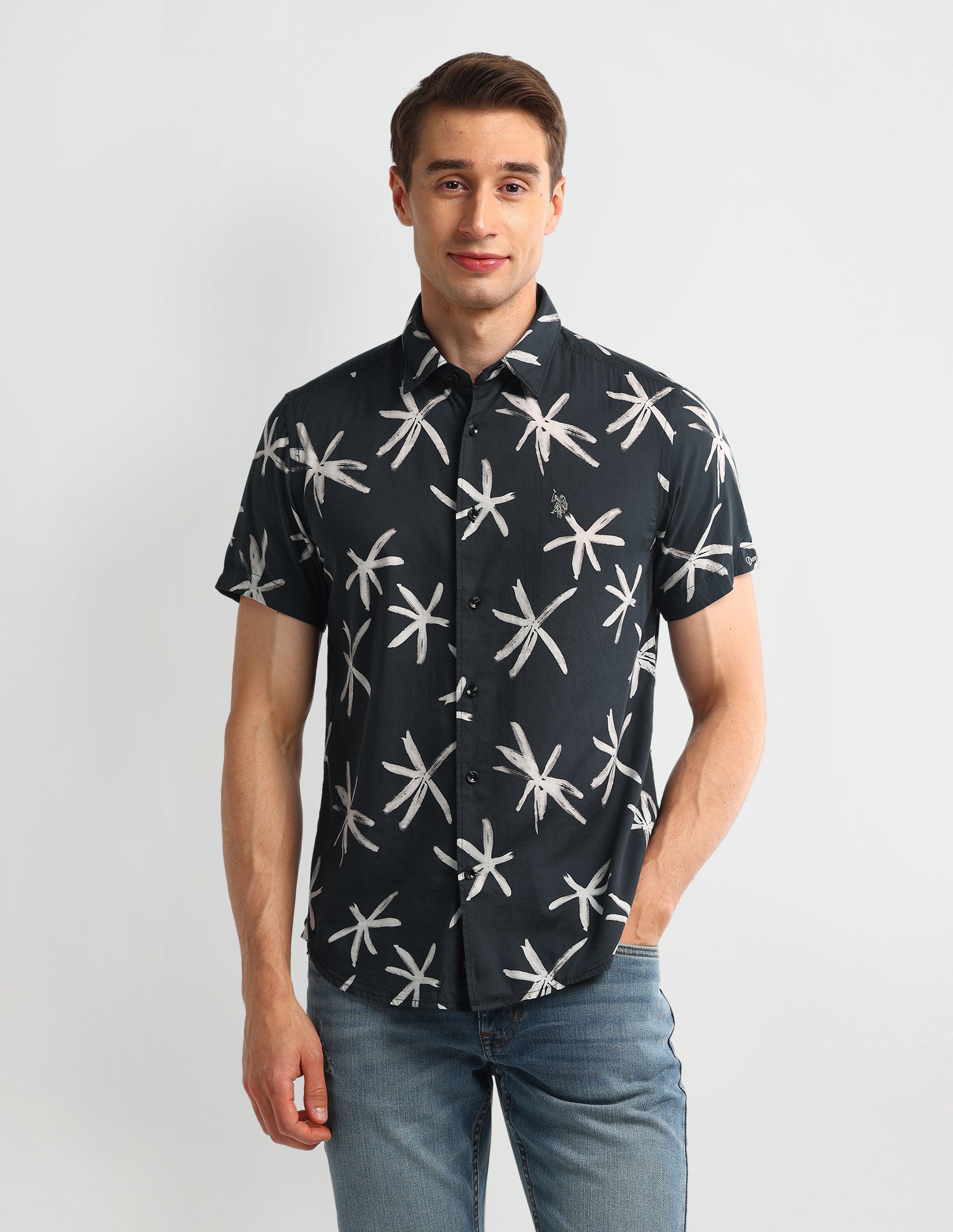 Abstract Slim Fit Shirt Black - U.S. Polo Assn. India | Large