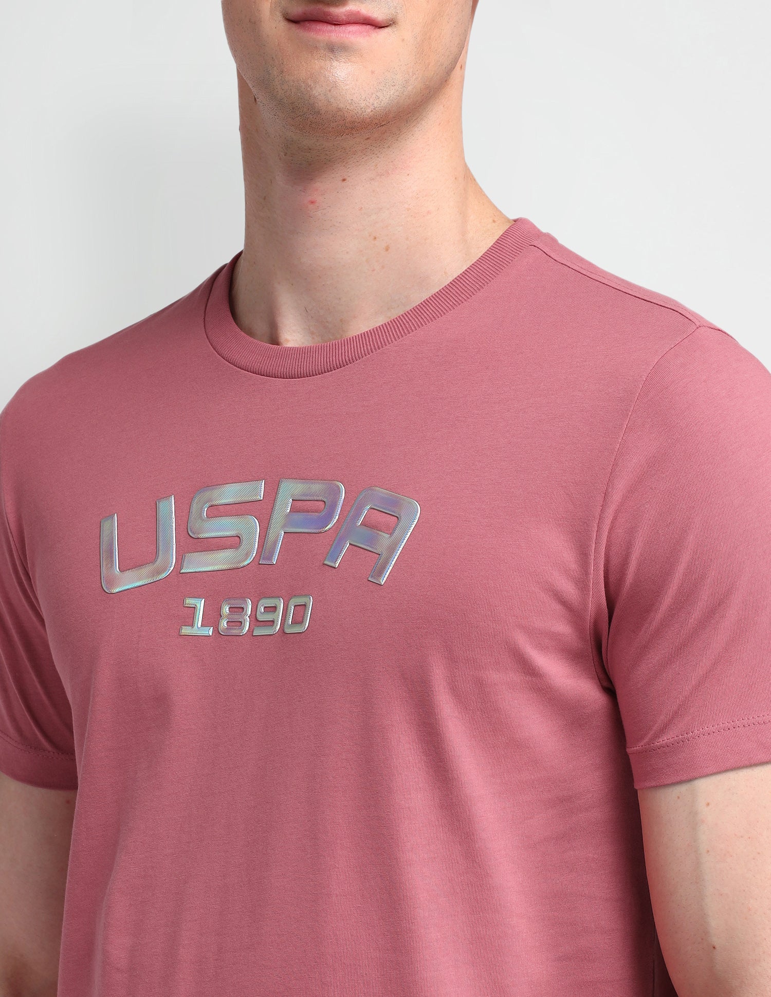 Brand Printed Muscle Fit T-Shirt Mauve Glow - U.S. Polo Assn. India | Large