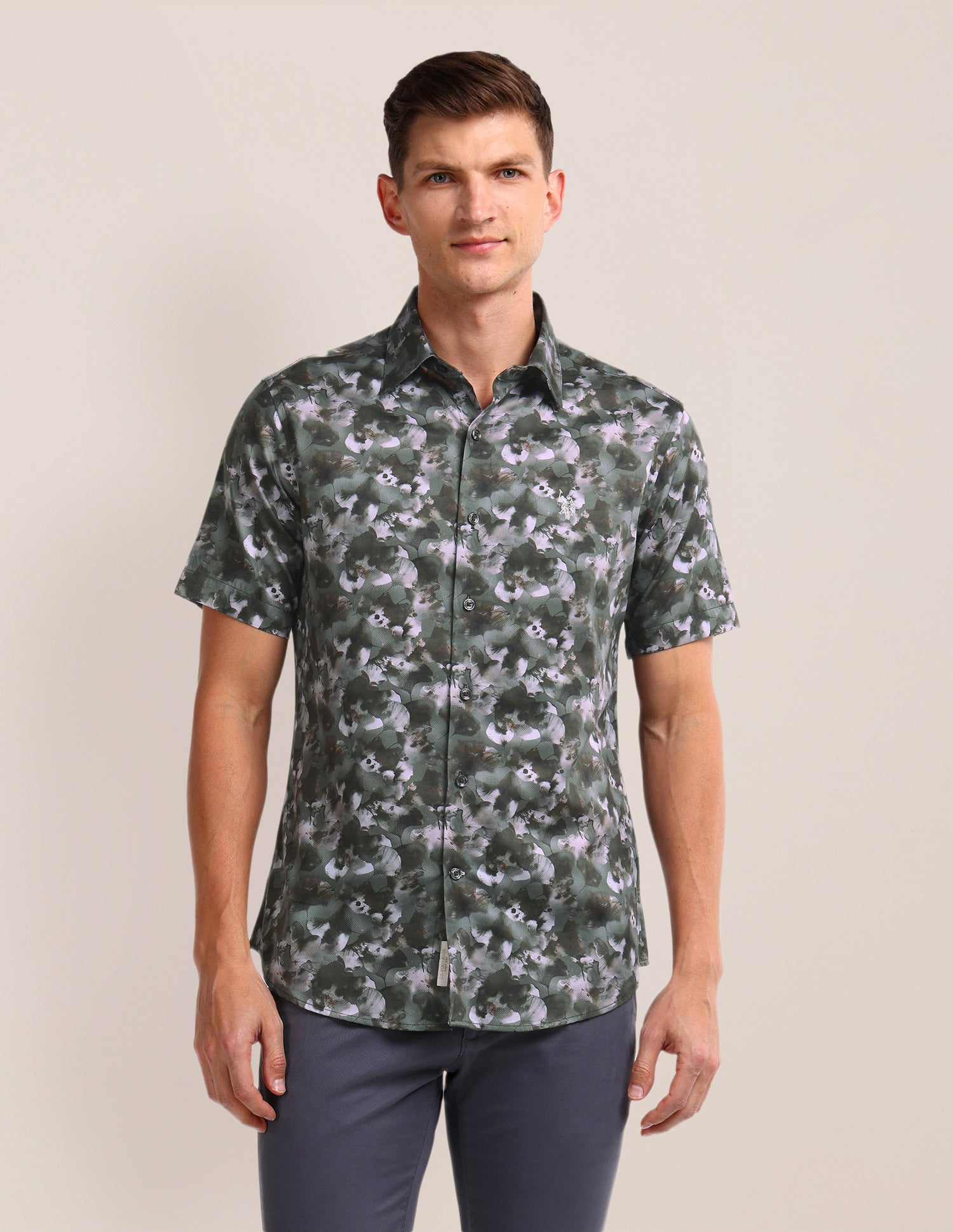 All-over Regular Fit Shirt Olive - U.S. Polo Assn. India | Large