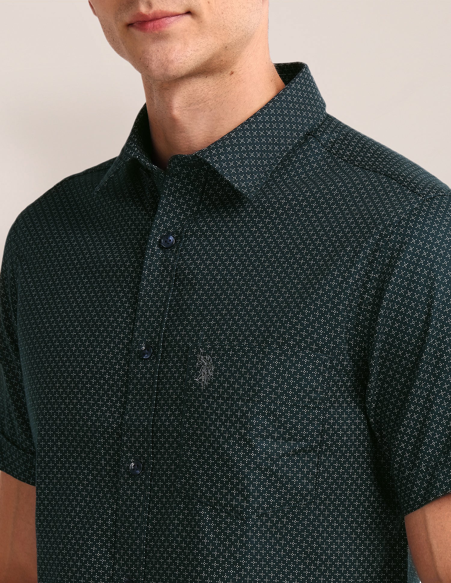 All-over Regular Fit Shirt Dark-Green - U.S. Polo Assn. India | Large
