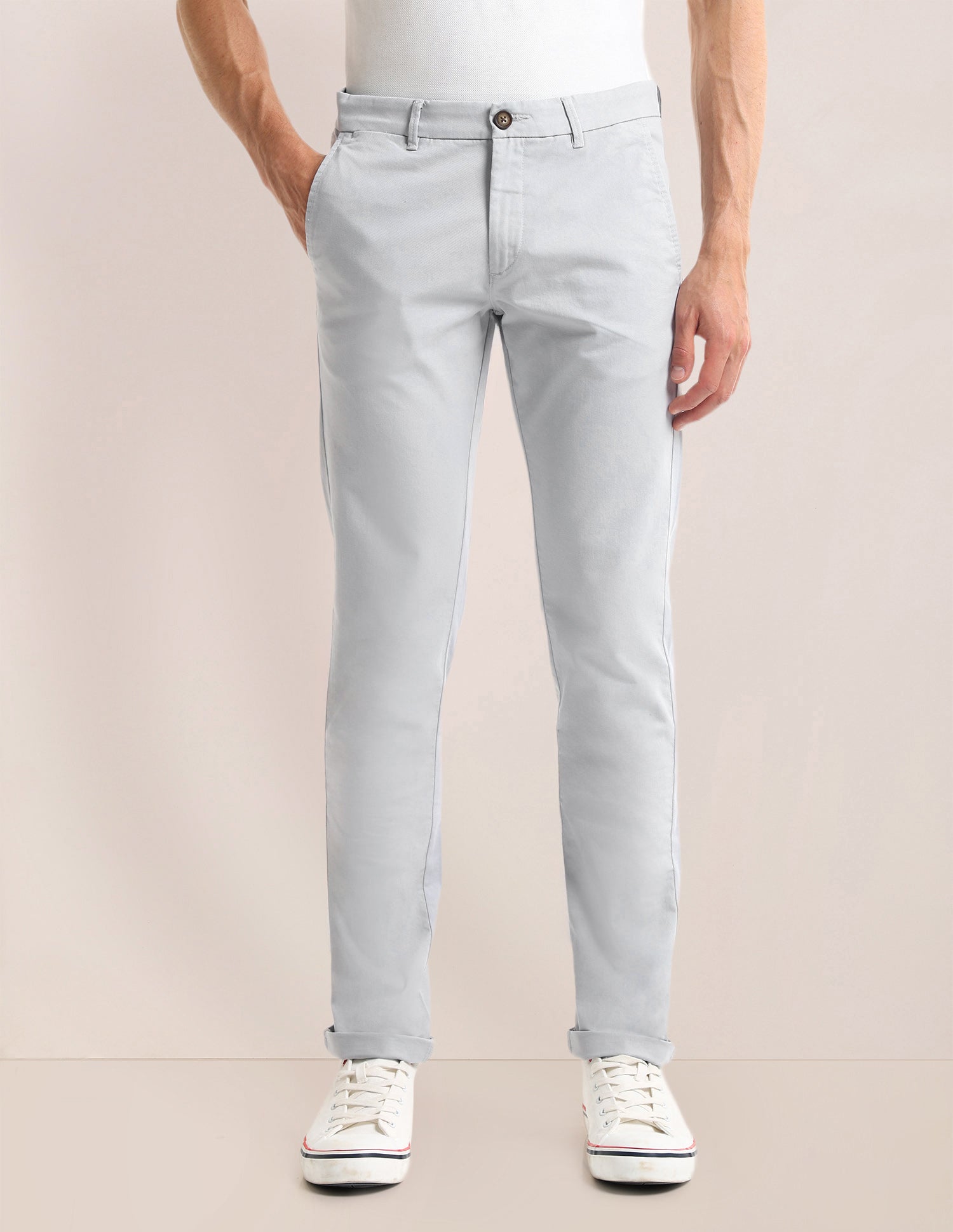 Denver Slim Fit Regular Trousers Light-Grey - U.S. POLO ASSN. | Large