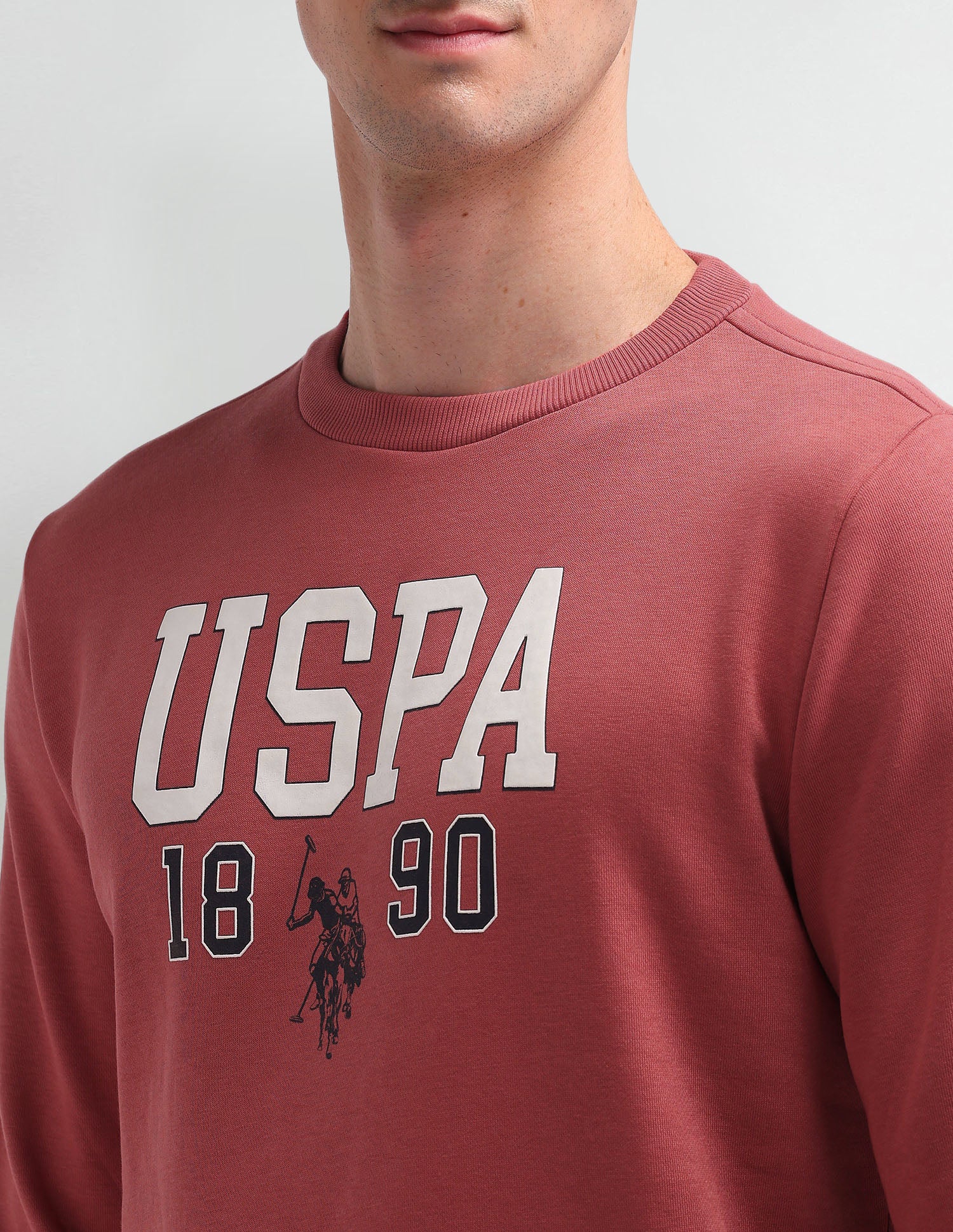 Crew Neck Brand Printed Sweatshirt Red - U.S. POLO ASSN. | Large