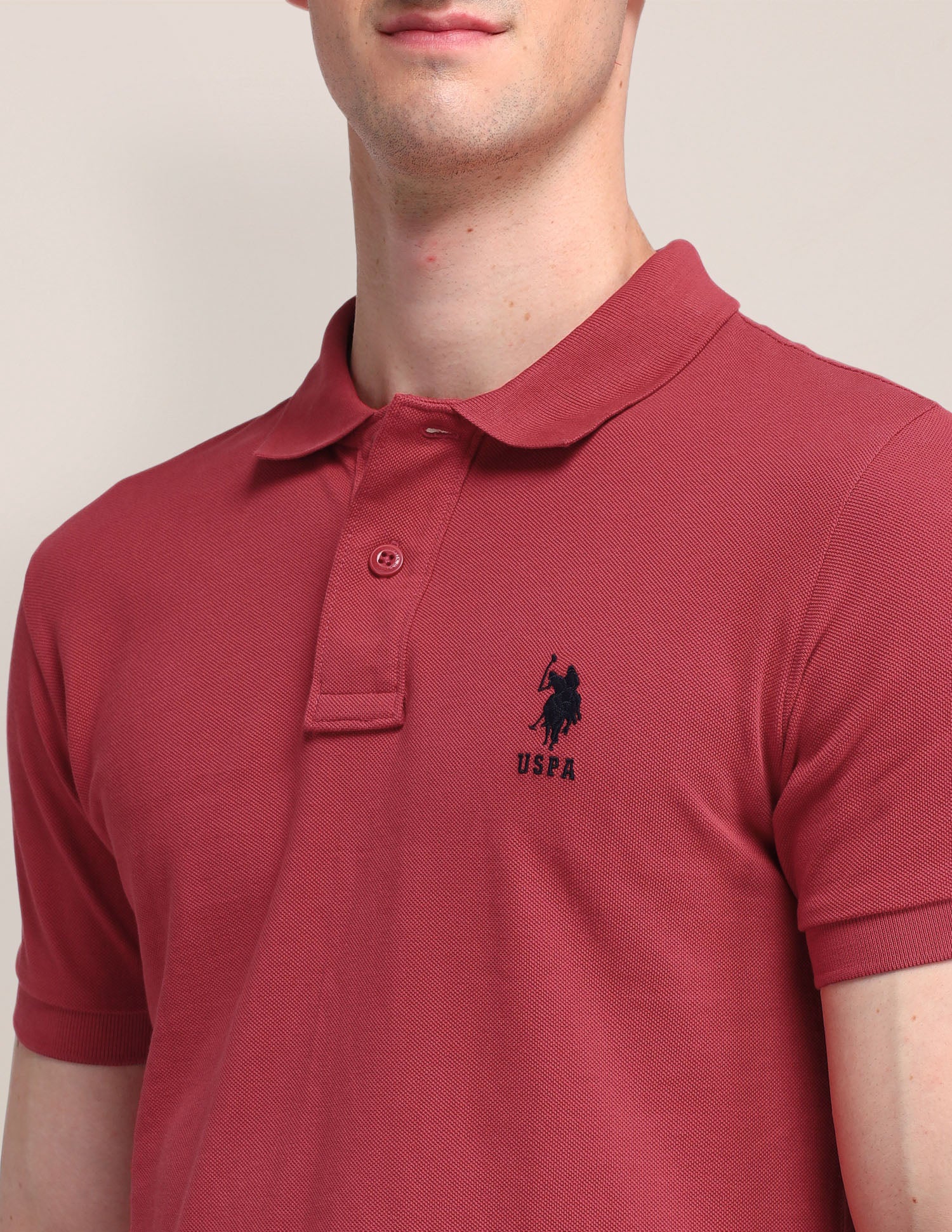 Solid Slim Fit Polo Shirt Red - U.S. Polo Assn. India | Large