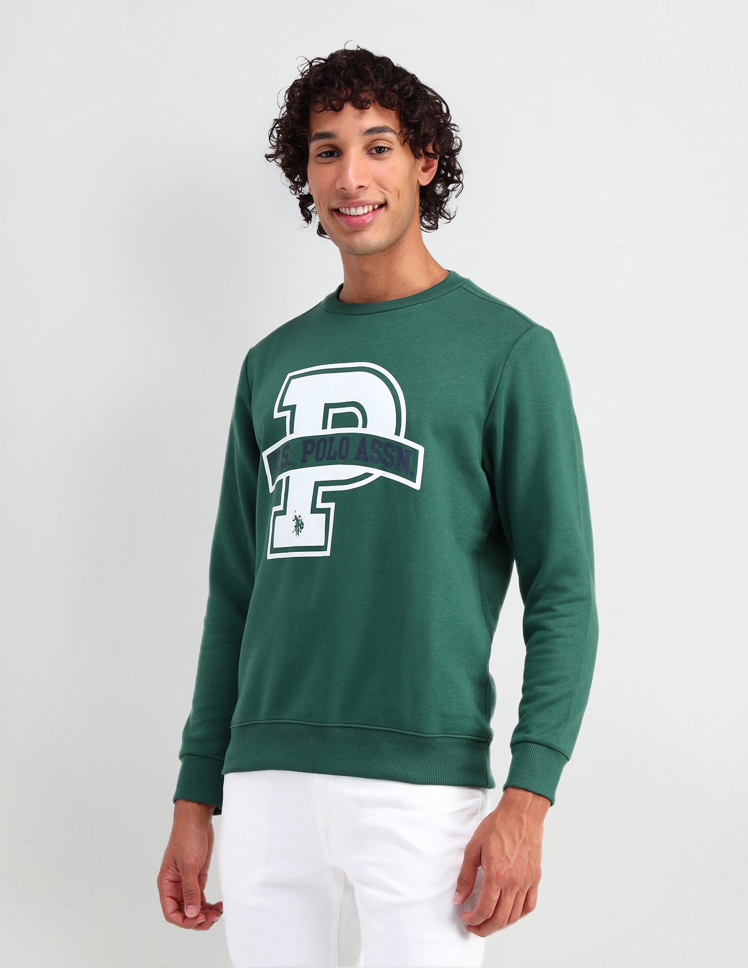 Crew Neck Regular Fit Sweatshirt Dark Green - U.S. Polo Assn. India | Large