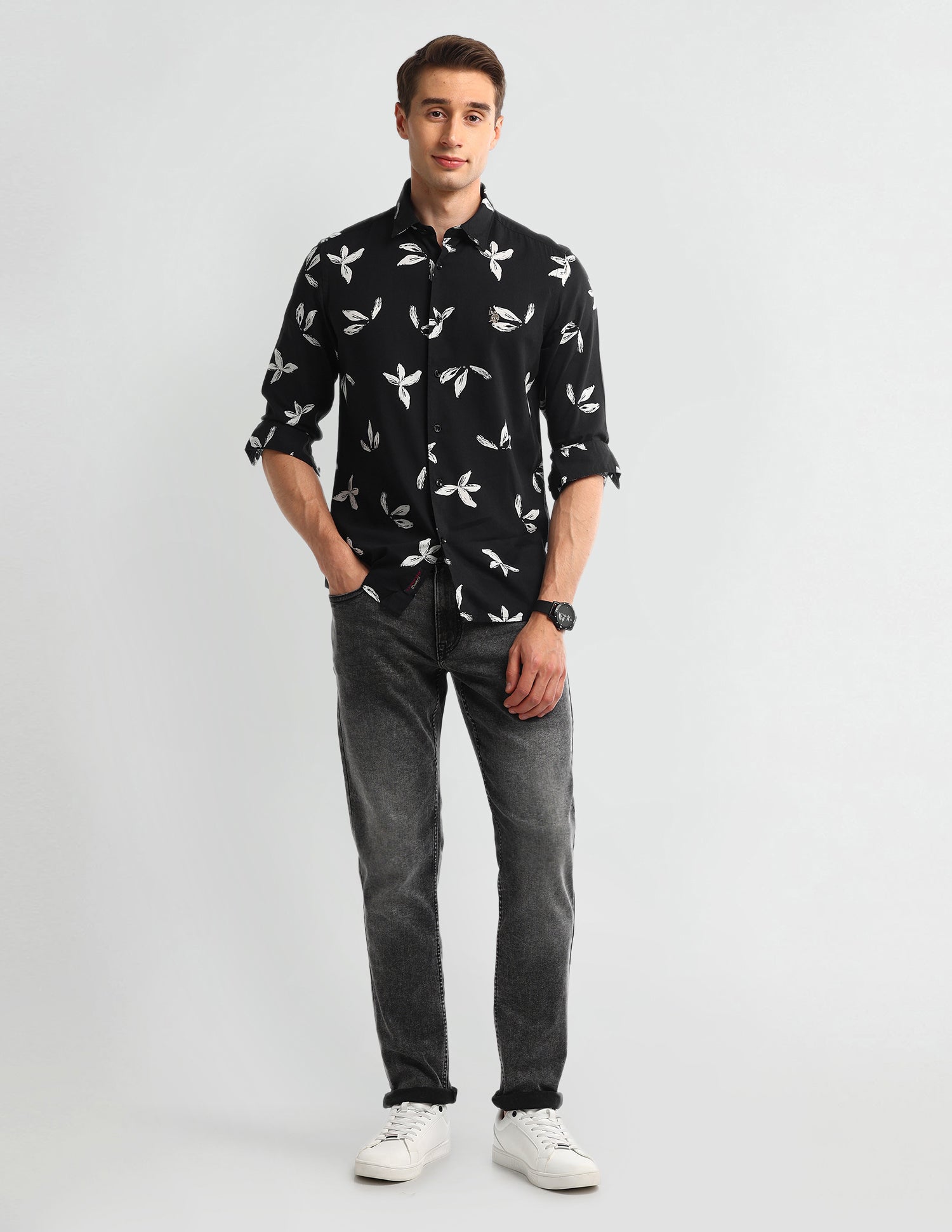 Floral Slim Fit Shirt Black - U.S. Polo Assn. India | Large