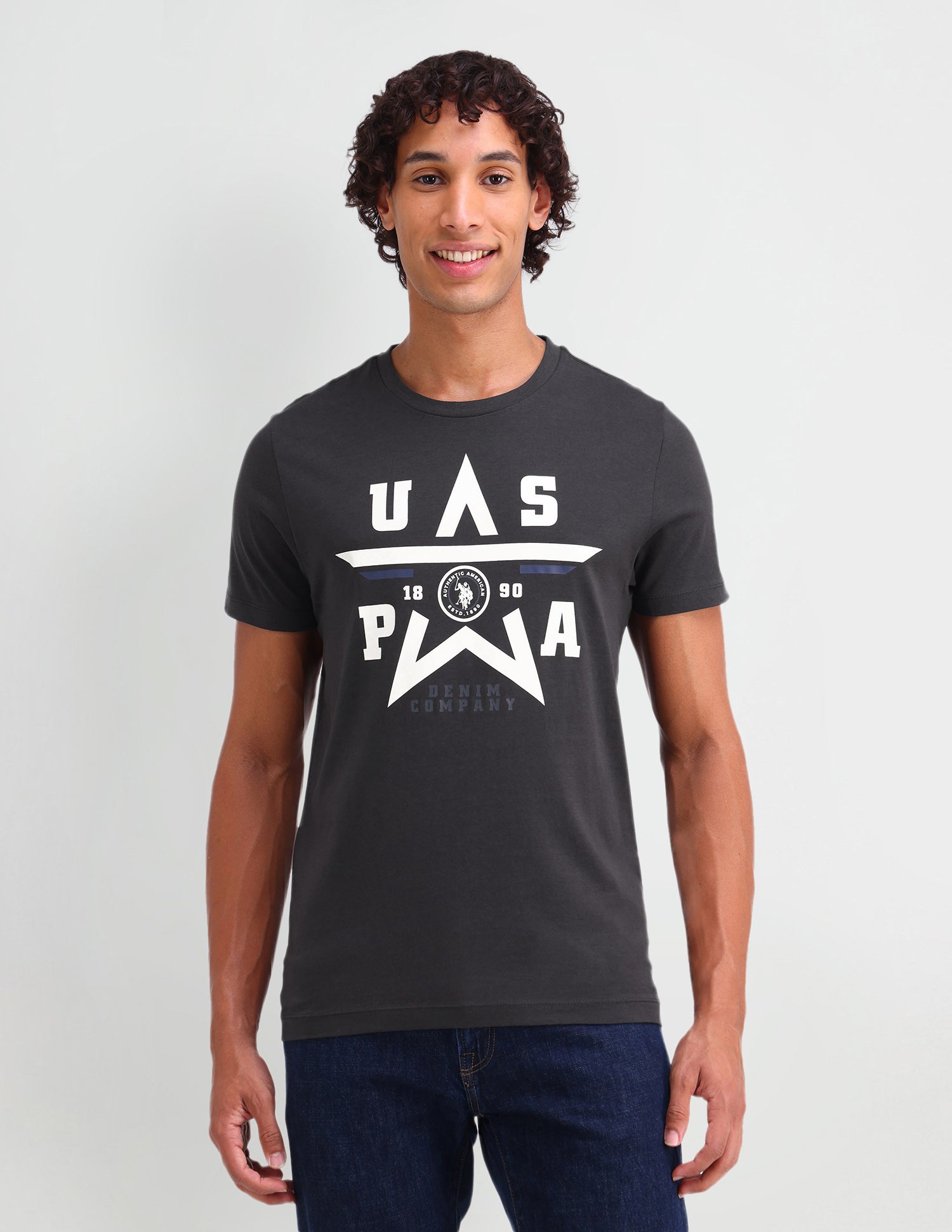 Graphic Printed Muscle Fit T-Shirt Dk Grey - U.S. POLO ASSN. | Large