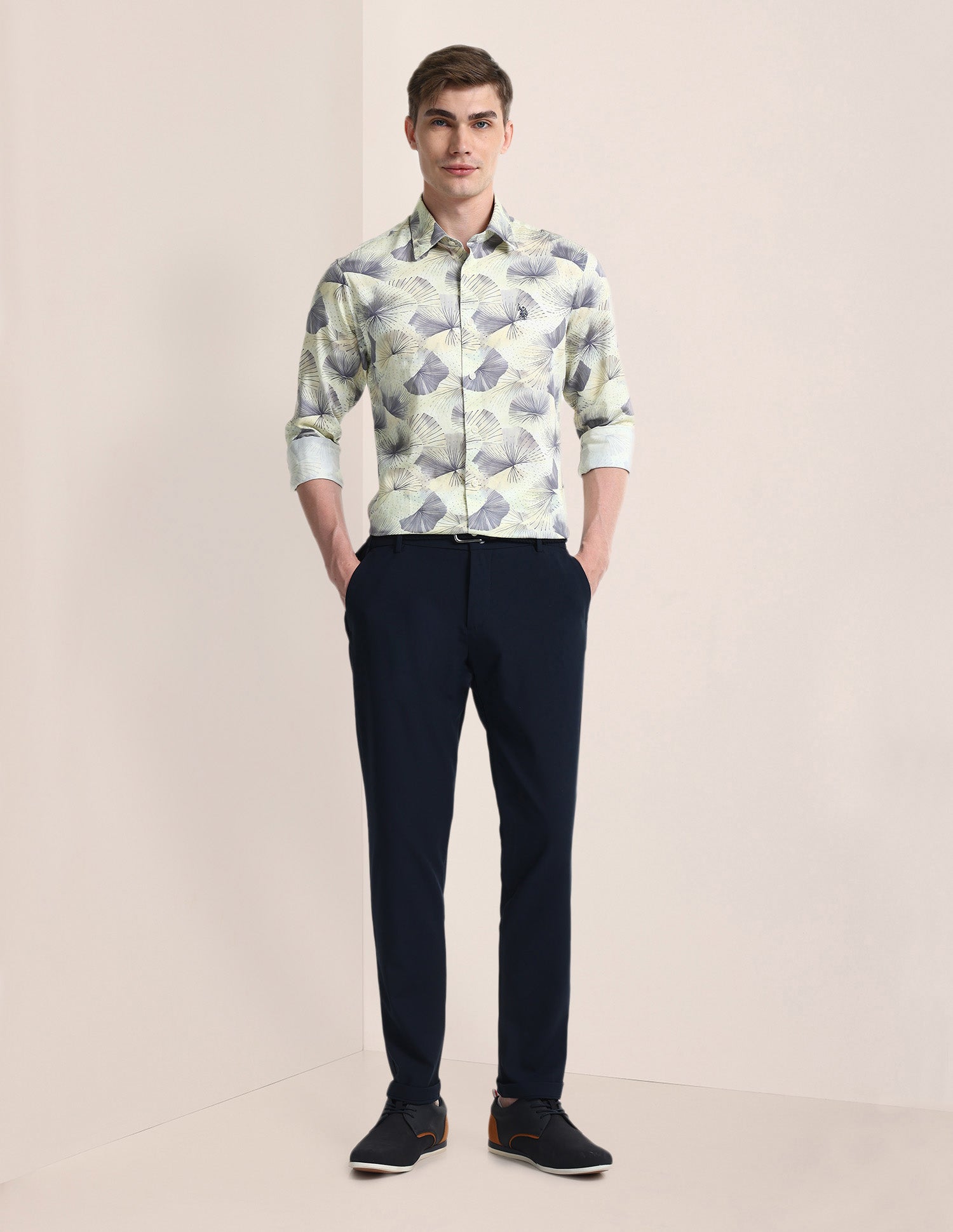 All-over Regular Fit Shirt Light Green - U.S. POLO ASSN. | Large