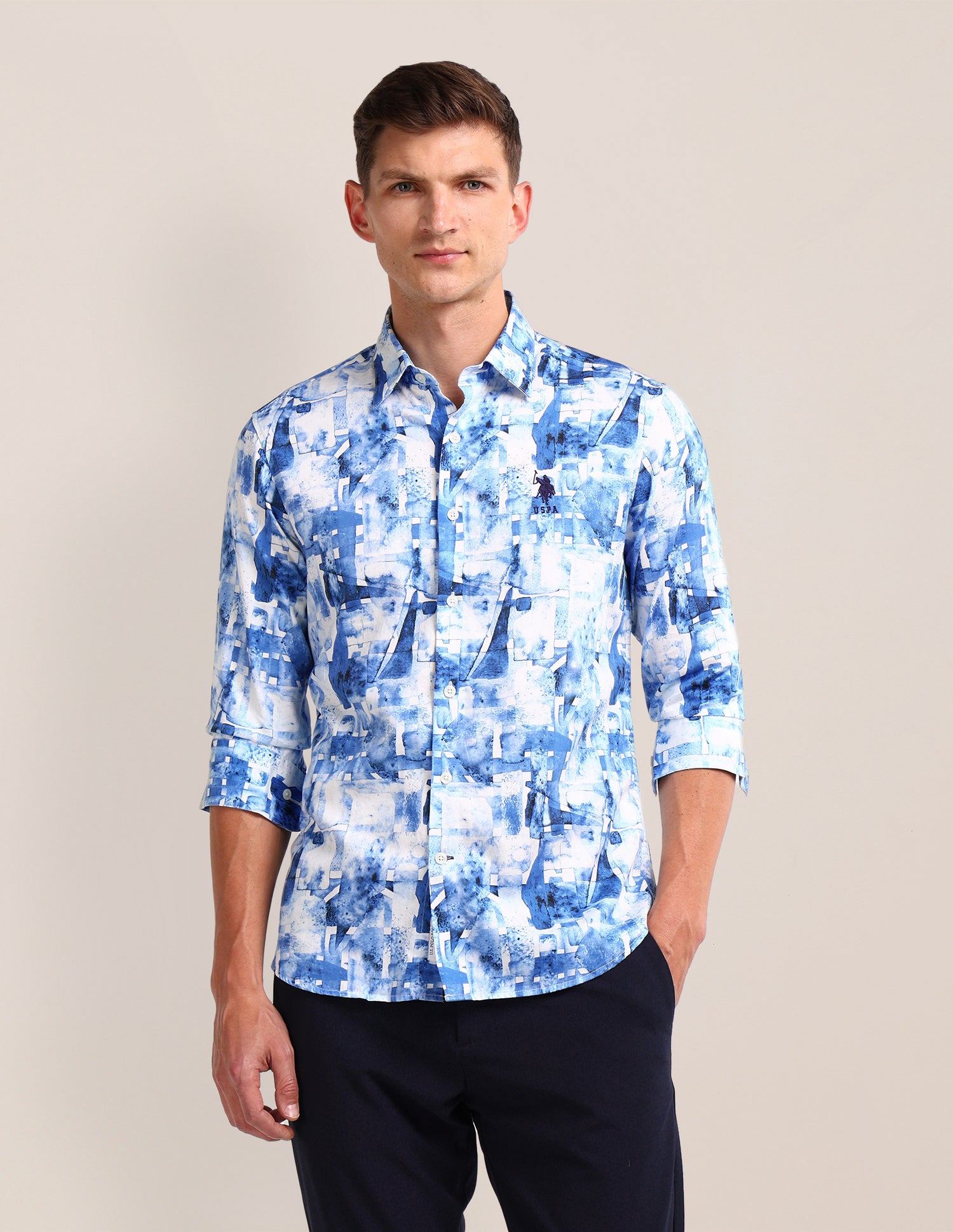 Abstract Regular Fit Shirt Blue - U.S. POLO ASSN. | Large