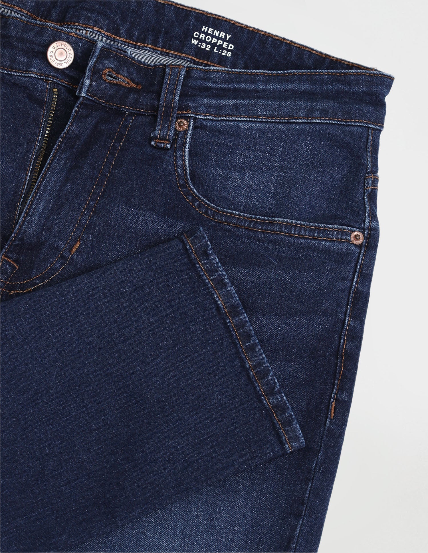 Henry Tapered Cropped Fit Blue Jeans Blue - U.S. Polo Assn. India | Large