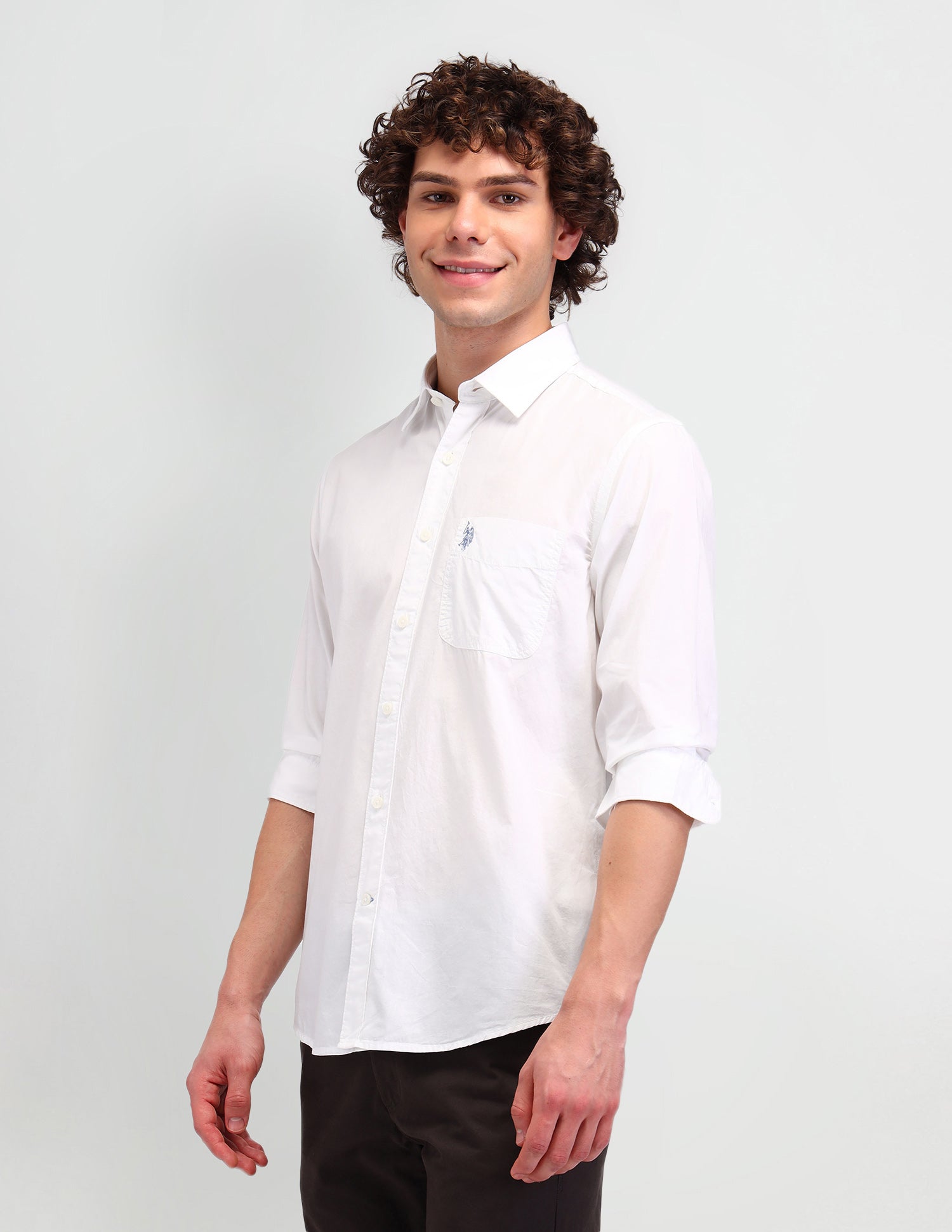 Slim Fit Cotton Shirt White - U.S. Polo Assn. India | Large