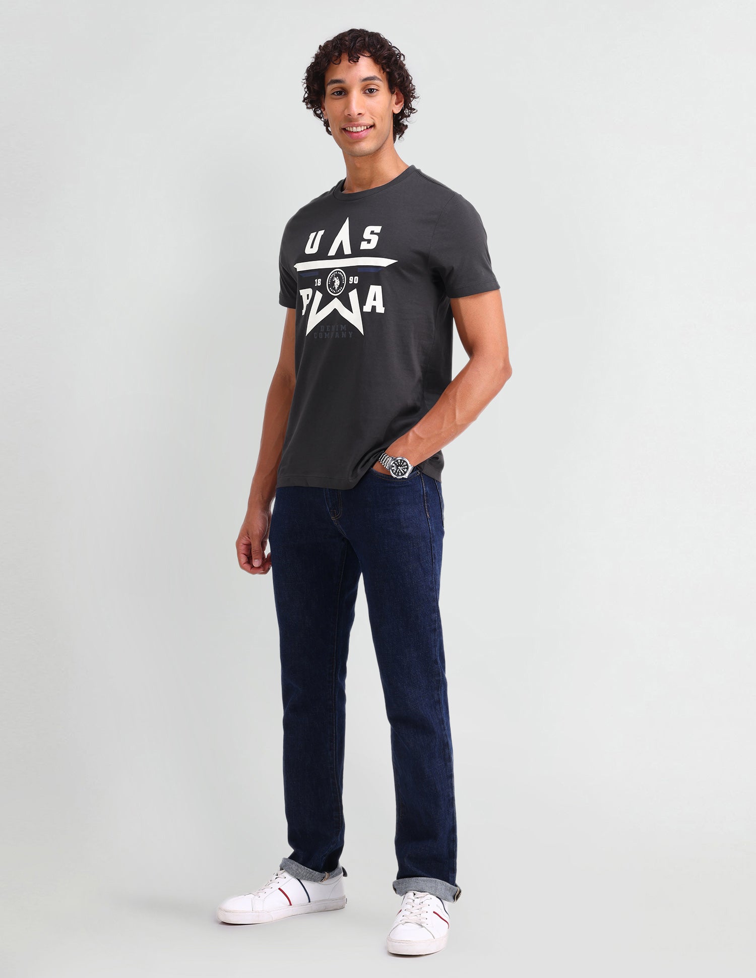 Graphic Printed Muscle Fit T-Shirt Dk Grey - U.S. POLO ASSN. | Large