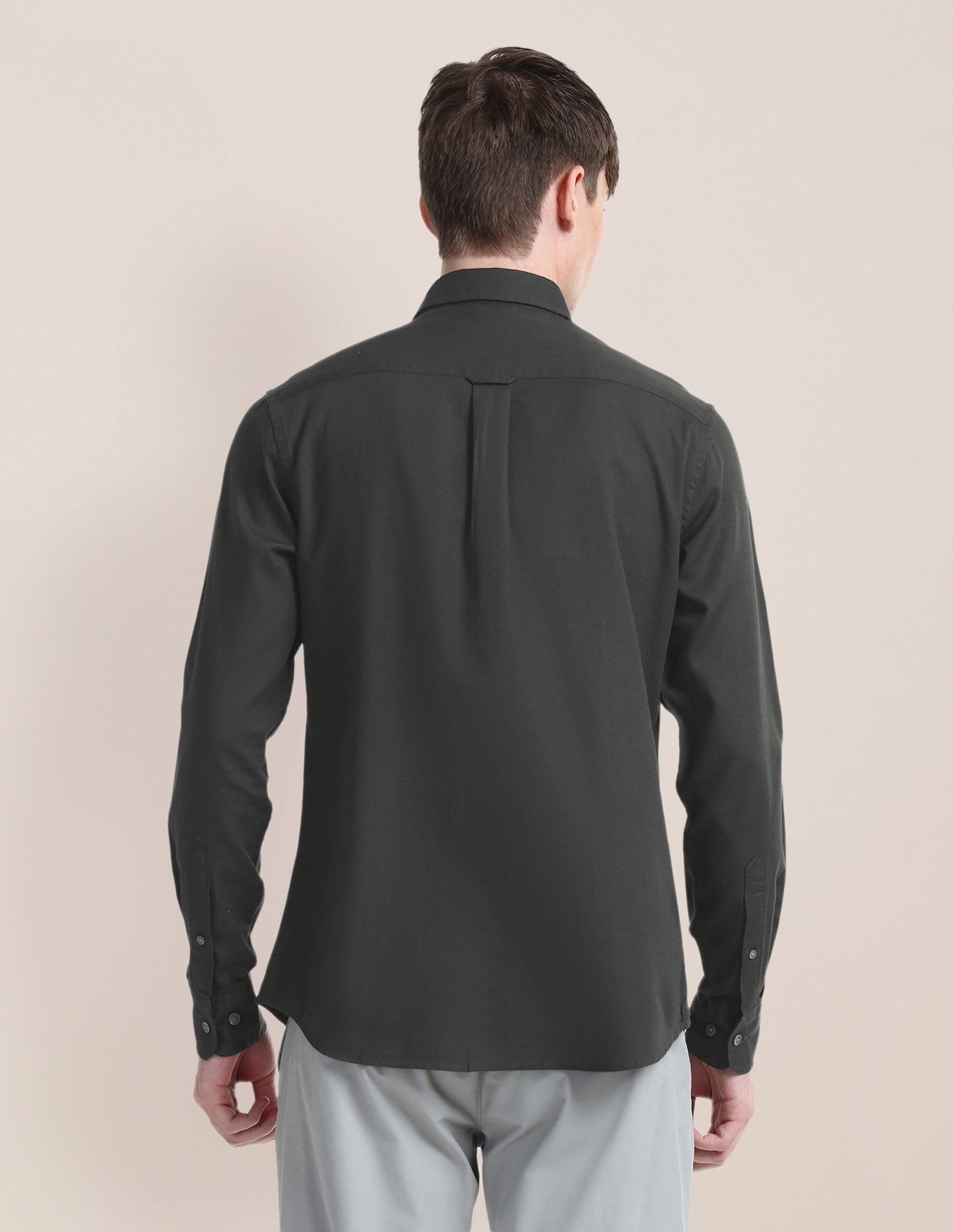 Solid Regular Fit Shirt Charcoal-Grey - U.S. Polo Assn. India | Large