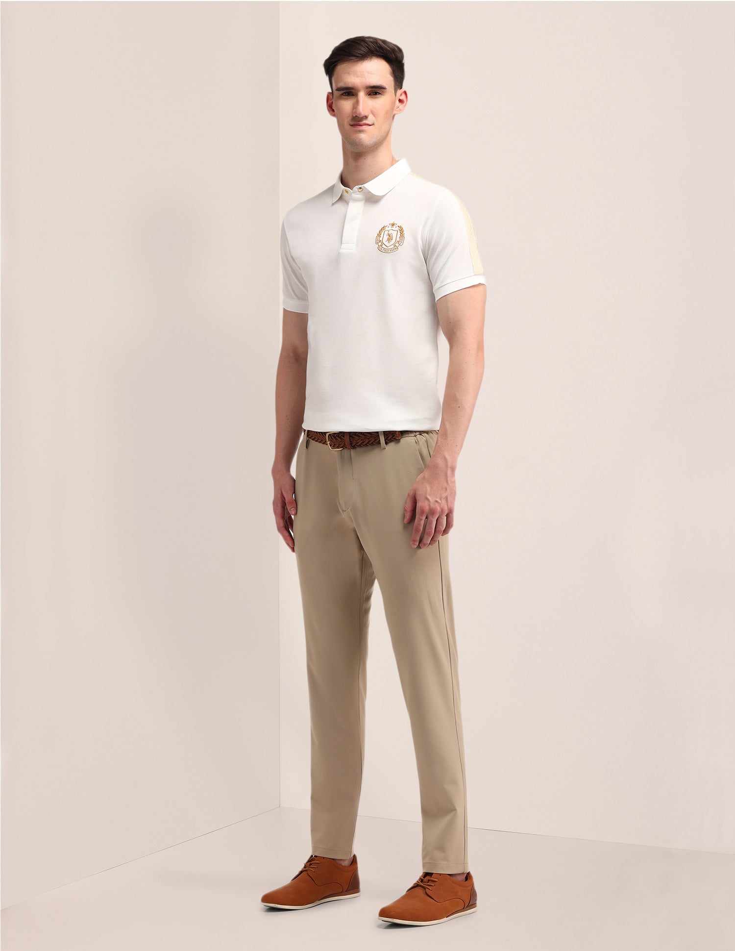 Solid Slim Fit Polo Shirt Off White - U.S. POLO ASSN. | Large