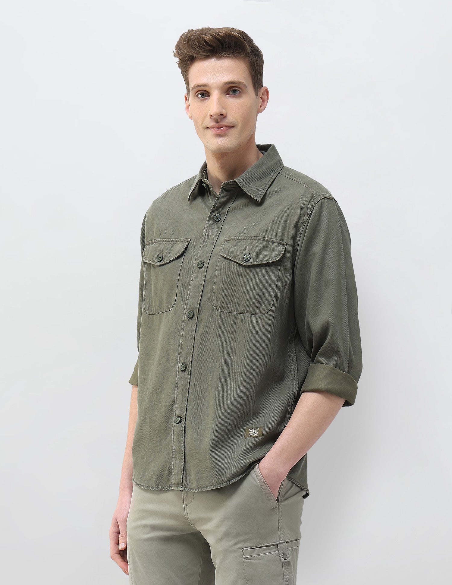 Twill Motel On The Coast Shirt Olive - U.S. Polo Assn. India | Large