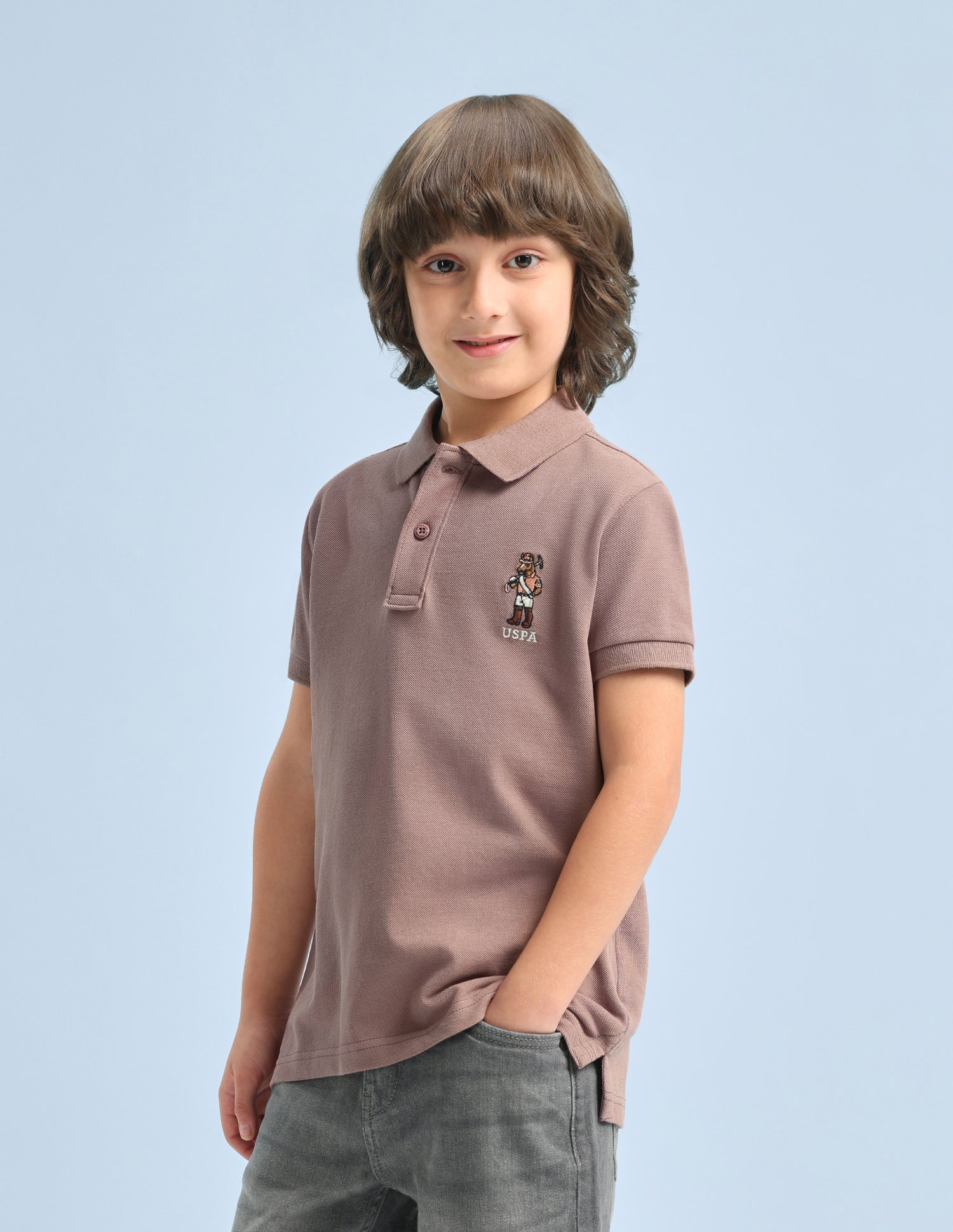 Solid Regular Fit Polo Shirt Light Brown - U.S. Polo Assn. India | Large