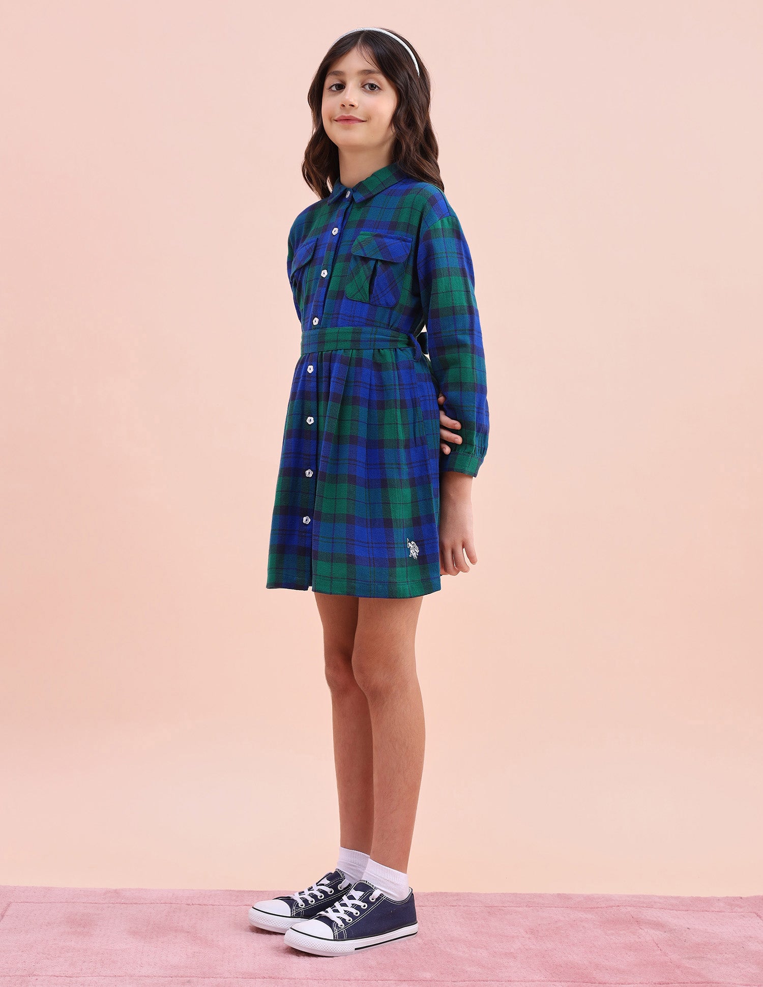 Girls Checked Shirt Dress Multicolour - U.S. POLO ASSN. | Large