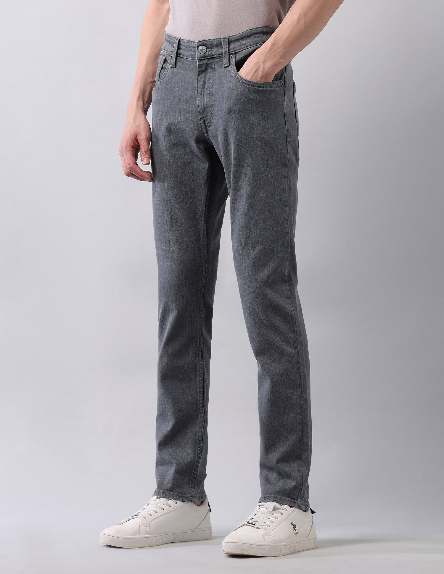 Brandon Slim Tapered Fit Grey Jeans Grey - U.S. POLO ASSN. | Large