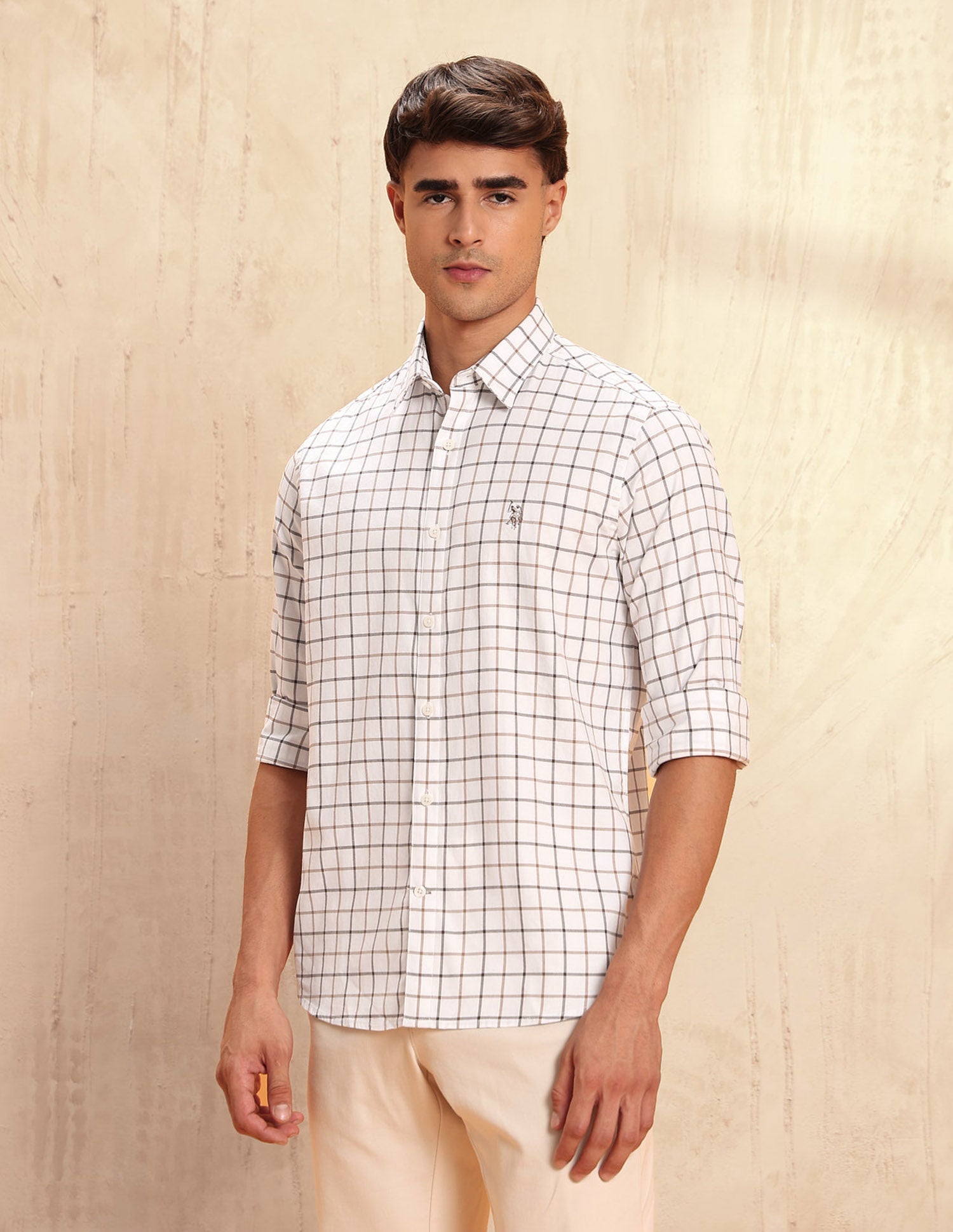 Tailored Fit Graph Checked Shirt Brown - U.S. POLO ASSN. | Large