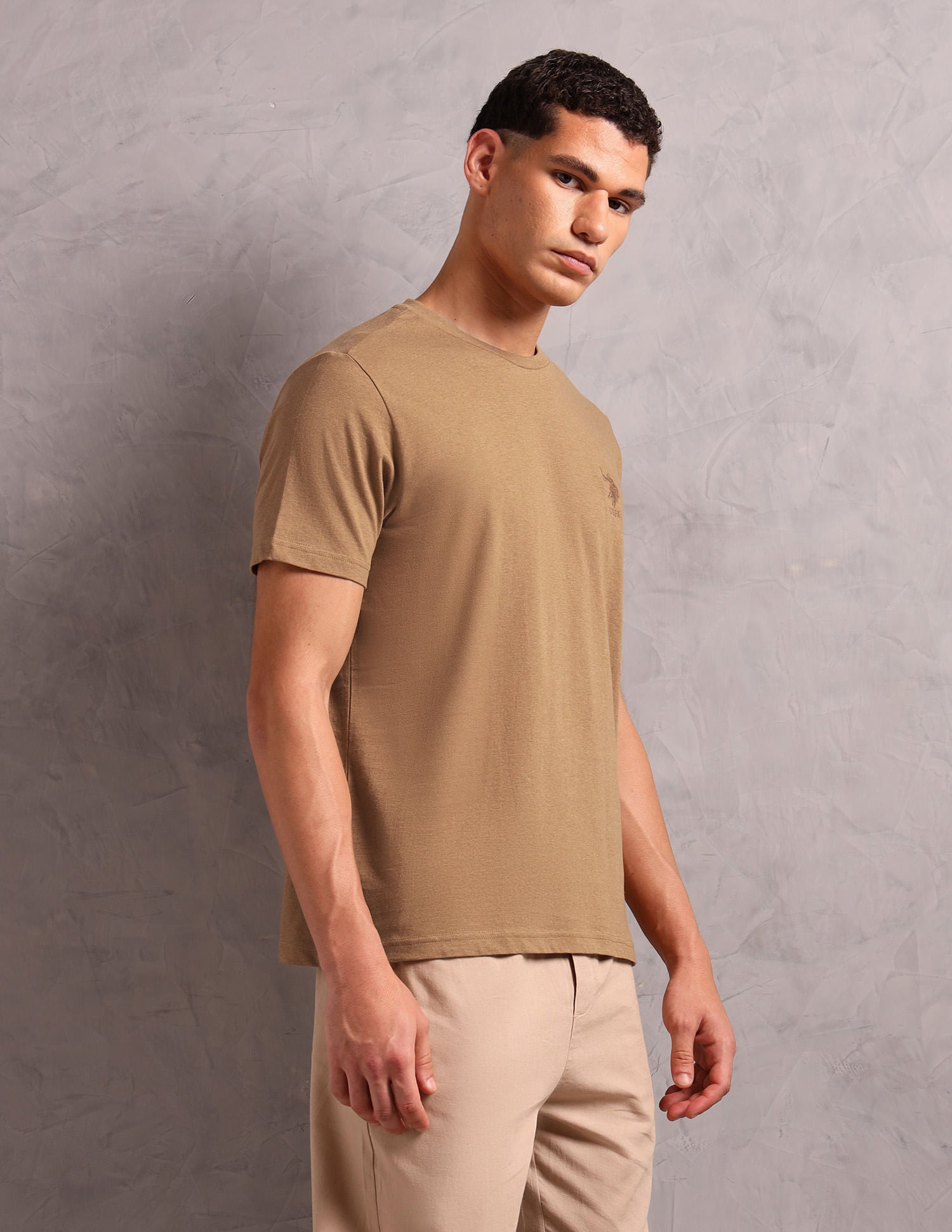 Pure Cotton Comfort Fit I633 Lounge T-Shirt - Pack Of 1 Mustard Melange - U.S. POLO ASSN. | Large