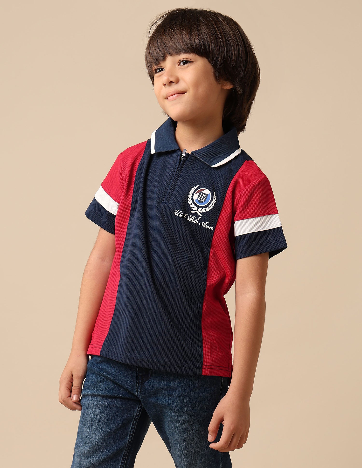 Boys Colour Blocked Regular Fit Polo Shirt Navy - U.S. POLO ASSN. | Large