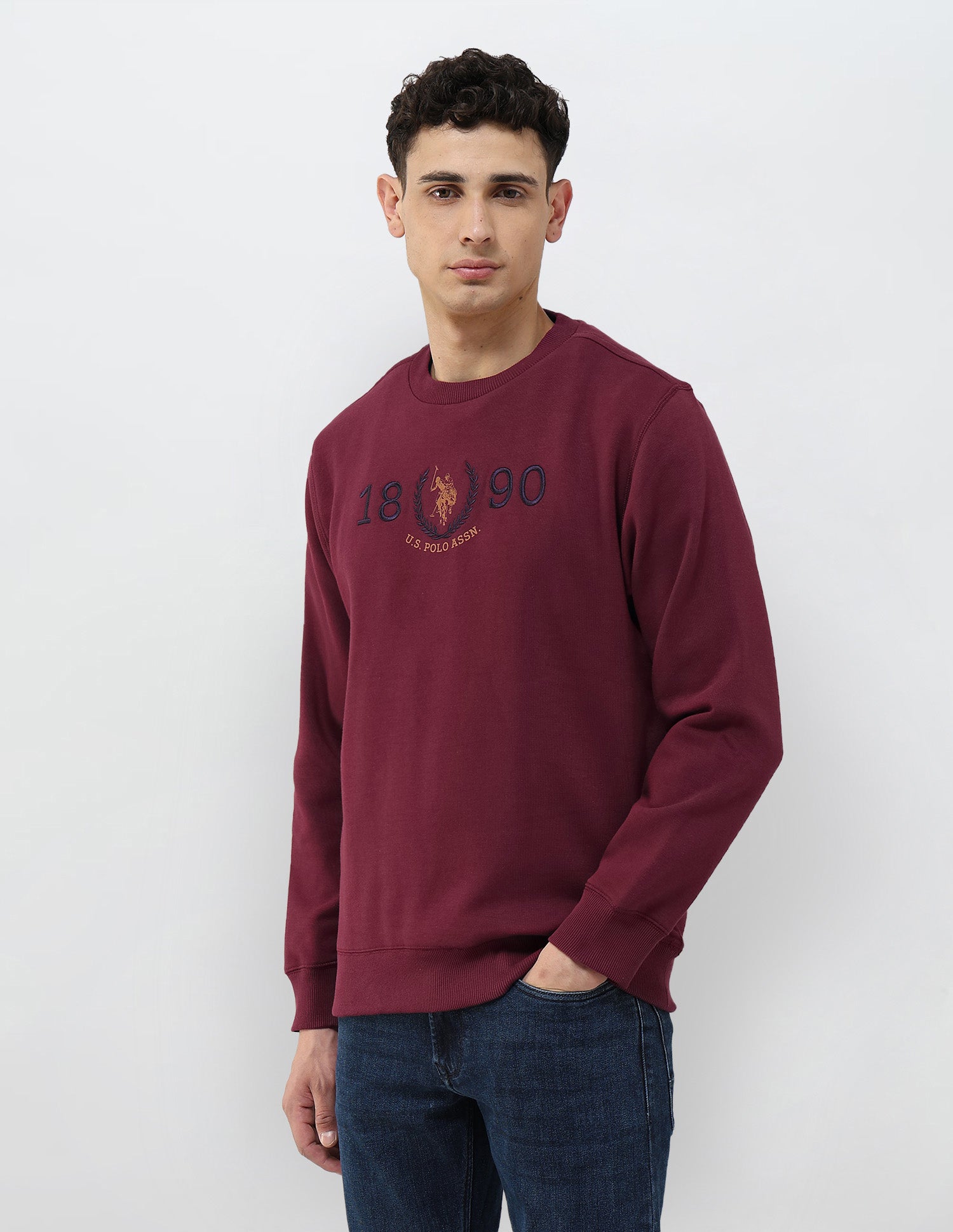 Numeric Brand Embroidered Regular Fit Sweatshirt Maroon - U.S. POLO ASSN. | Large